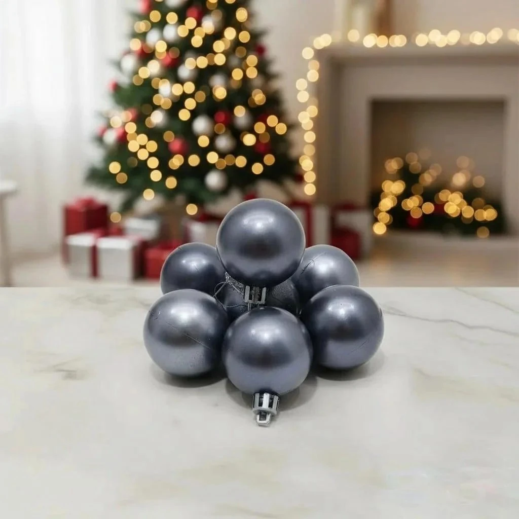 Yılbaşı Süsü 6’lı Metalize Renk Top Seti 4 cm