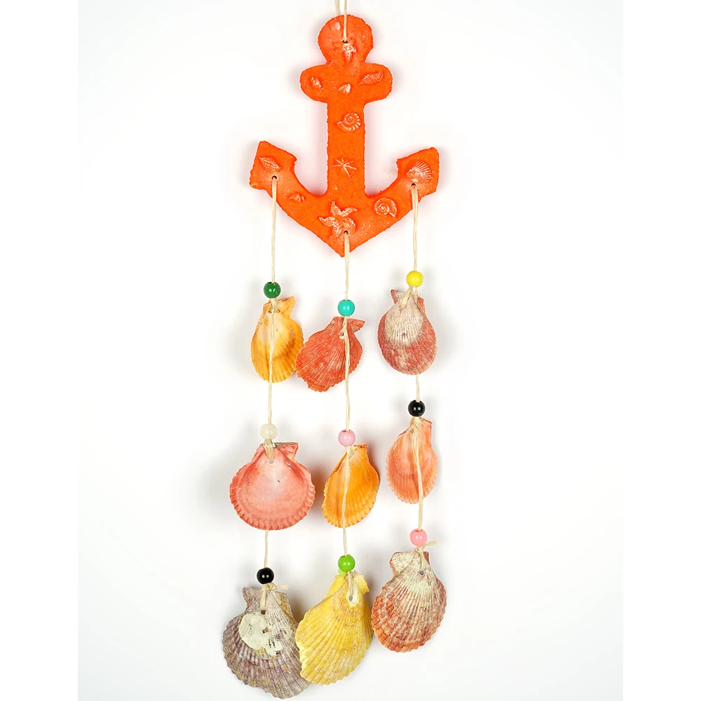 Dekoratif Renkli Deniz Kabuklu Çapa Duvar Süsü Deniz Temalı Şık Tasarım