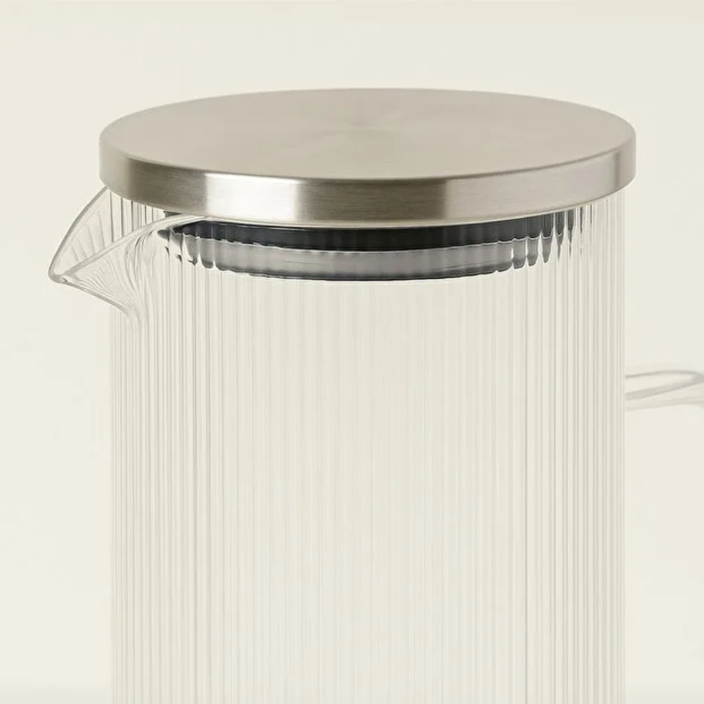 1500 ml Borosilikat İnce Desenli Cam Buzdolabı Sürahi