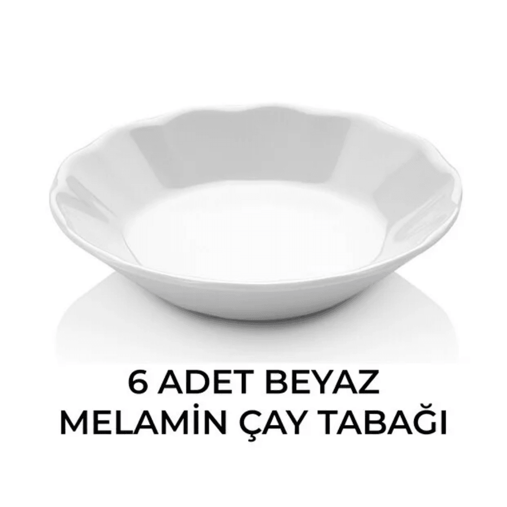 Atlas 6’lı Renkli Melamin Cafe & Restoran Çay Tabağı Seti 11 cm - Beyaz