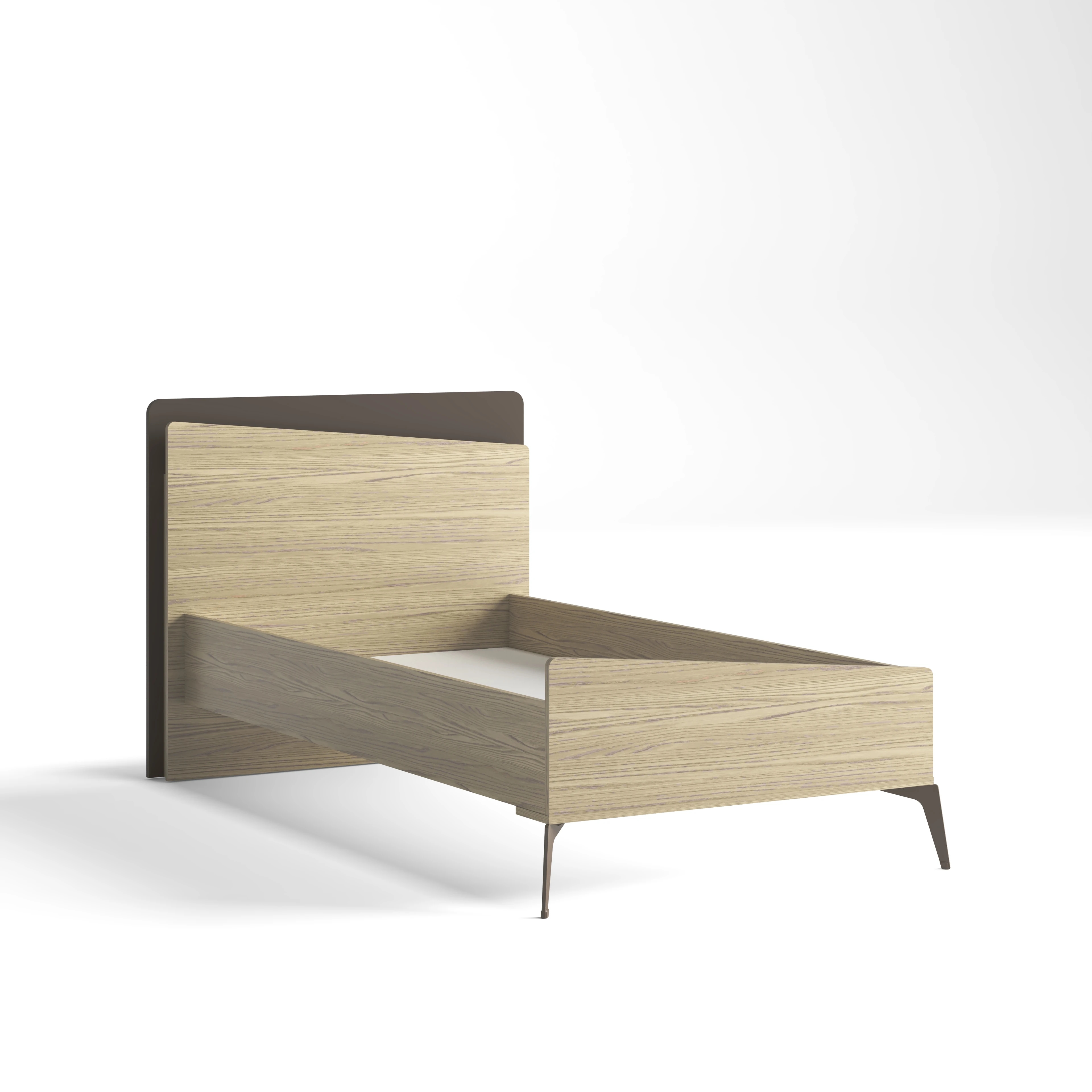 Bologno 100x200 Karyola - Ahşap Kahverengi - Piyano Genç Odası