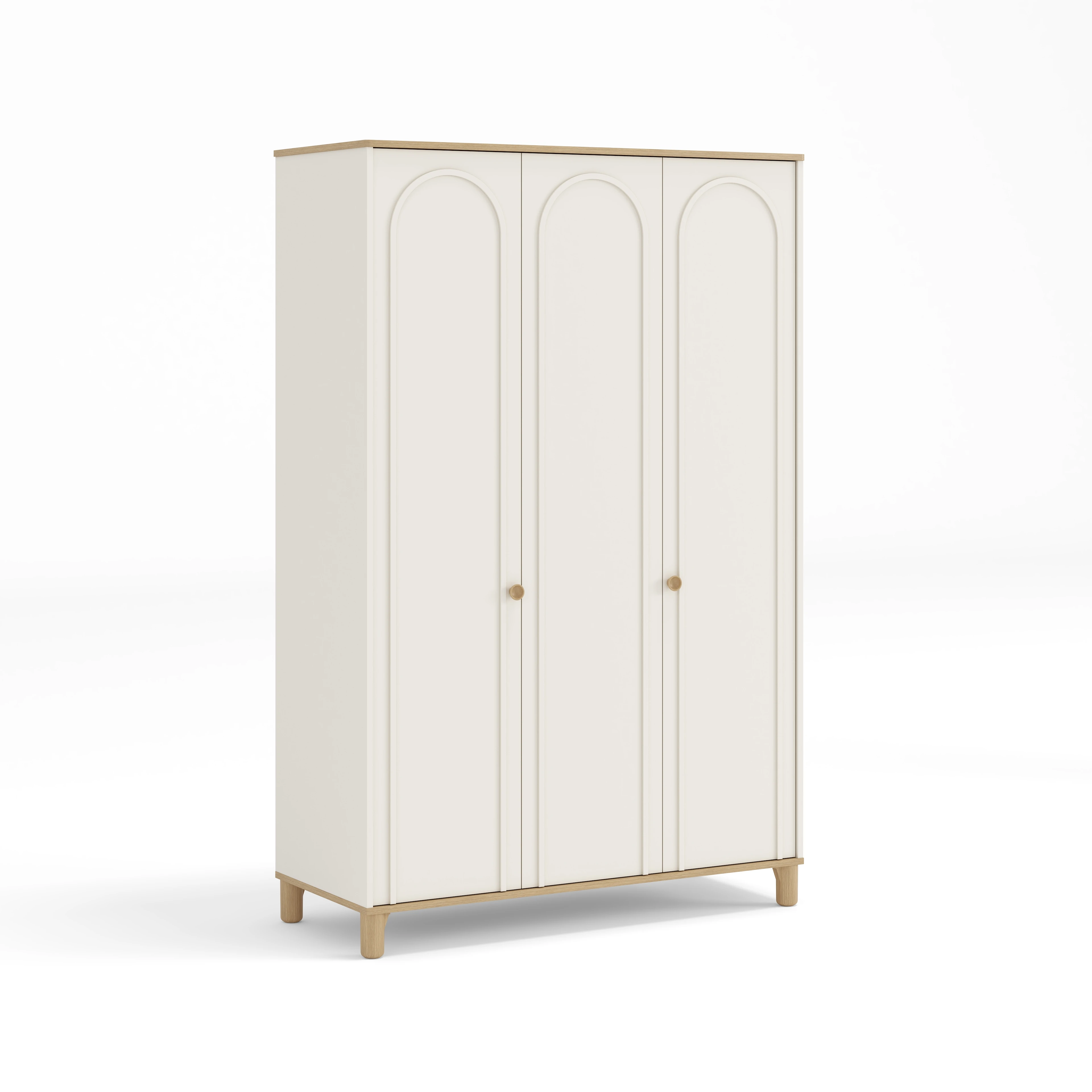 Bohem 3 Kapaklı Dolap - Ahşap Krem - Piyano Genç Odası