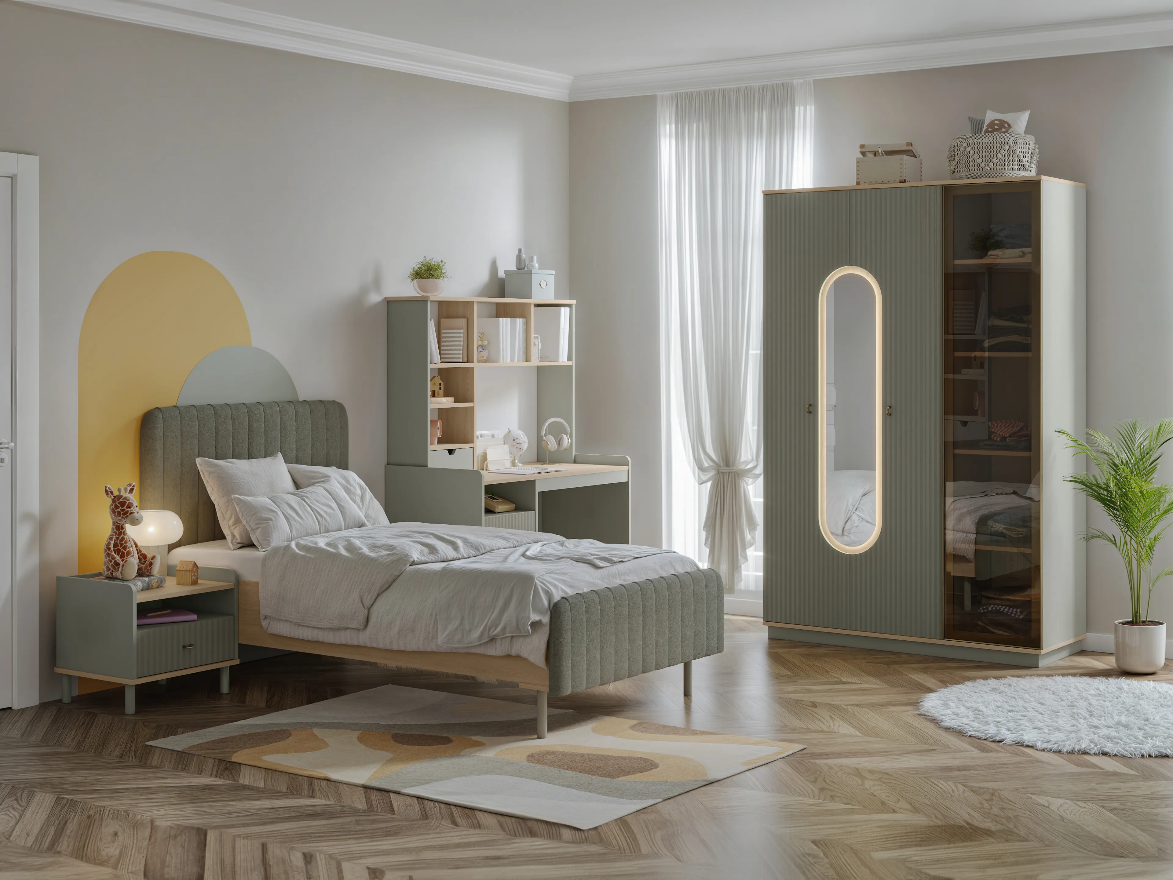 Mizu Genç Odası - 3'Lü Takım - Antrasit Ahşap - Piyano Genç Odası