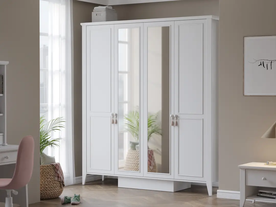 Siena White 4 Kapaklı Dolap