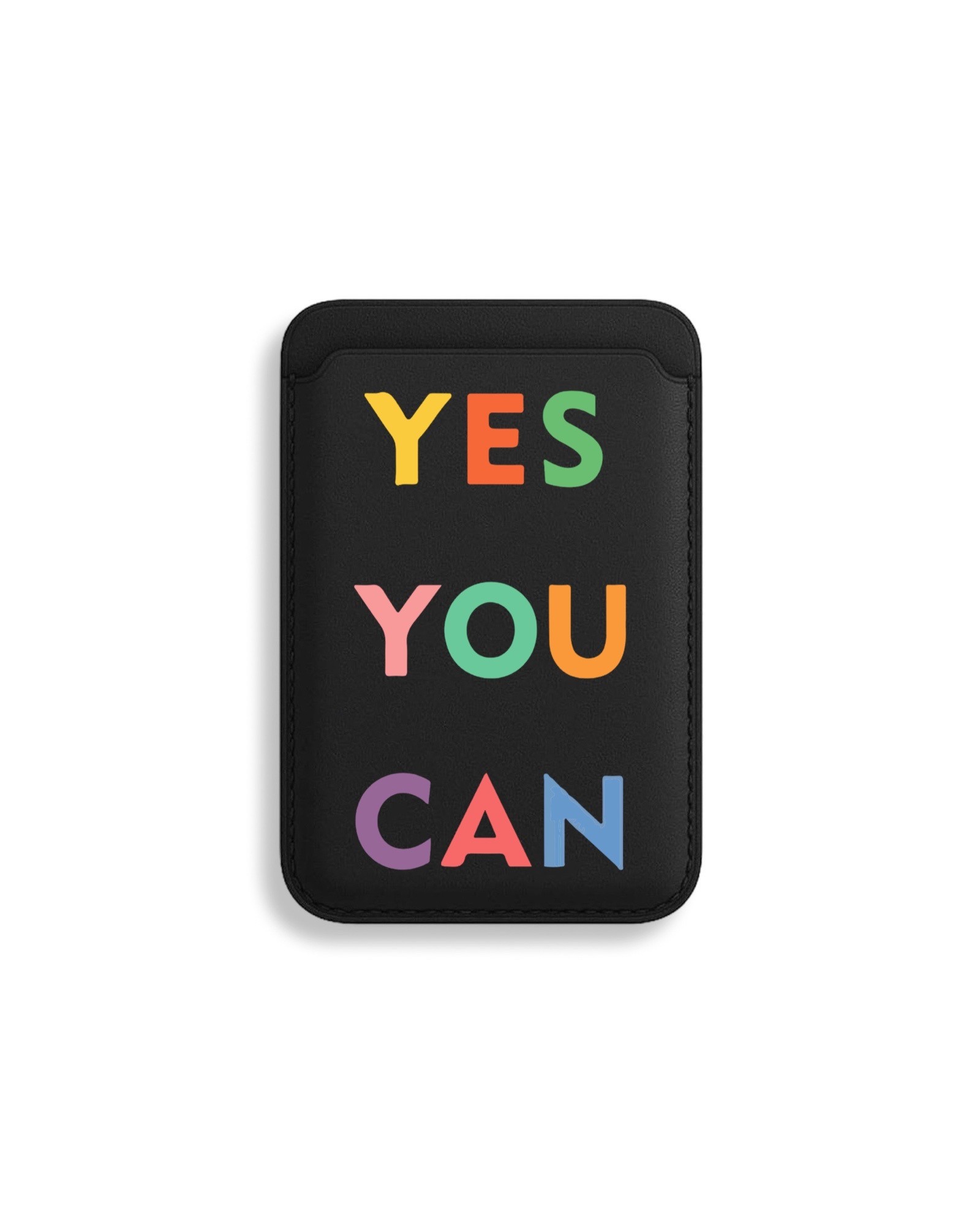 Apple iPhone Cüzdan Kartlık Siyah Motto - Yes you can