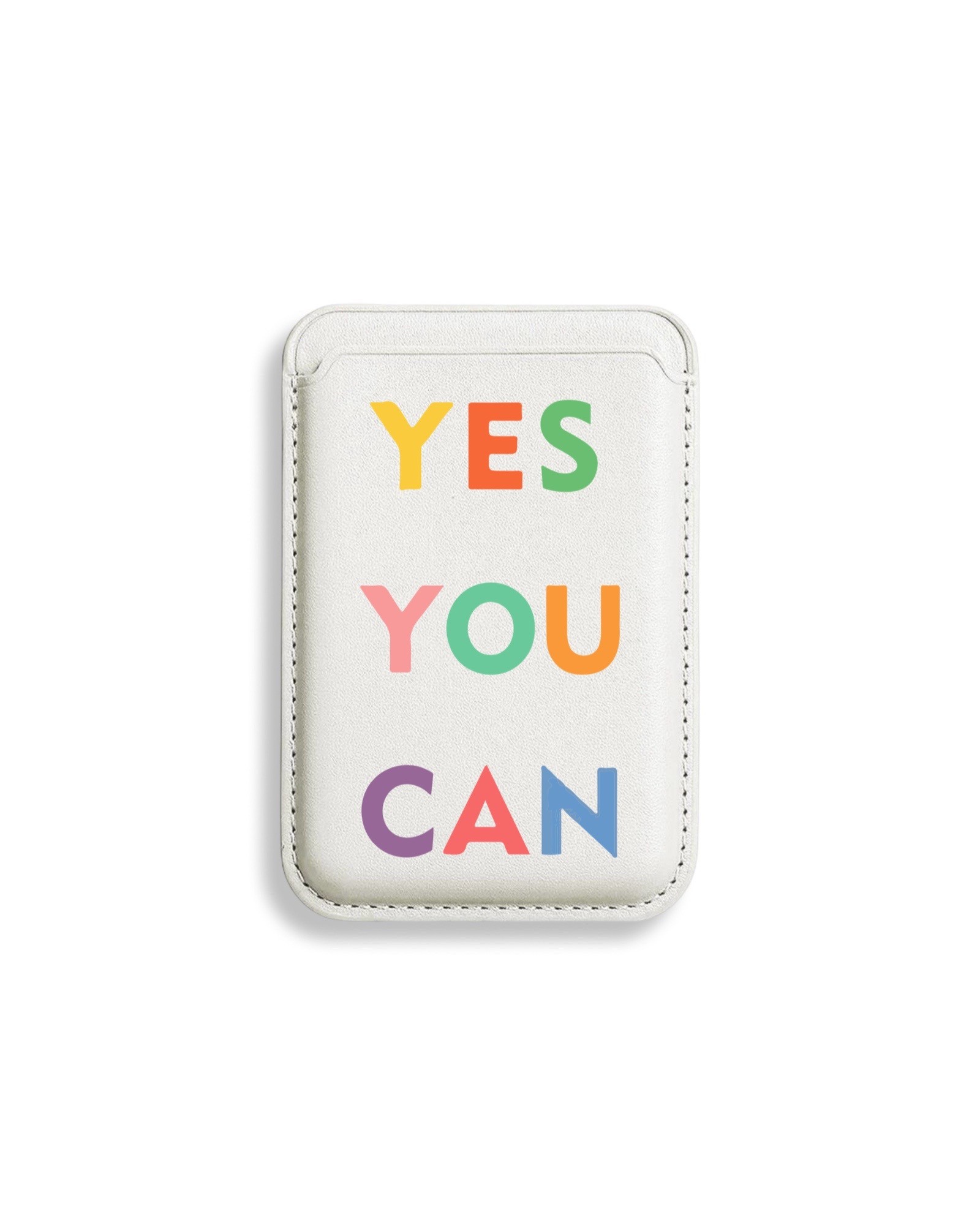 Apple iPhone Cüzdan Kartlık Beyaz Motto - Yes youcan