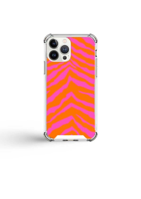 Apple iPhone Silikon Kılıf - Neon Tiger Desen - Fusya tiger