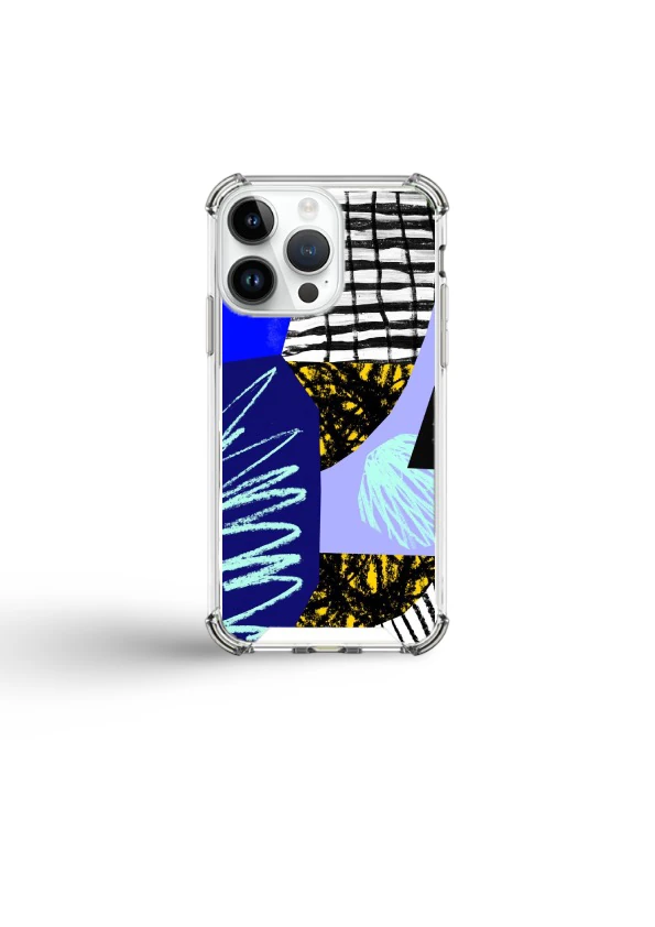 Apple iPhone Silikon Kılıf - Geo Desen - Blue Geo