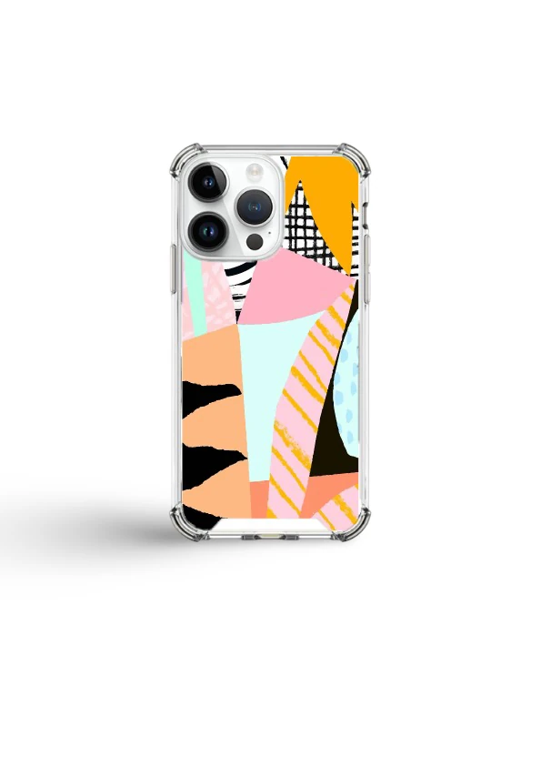 Apple iPhone Silikon Kılıf - Geo Desen - Pastel Geo