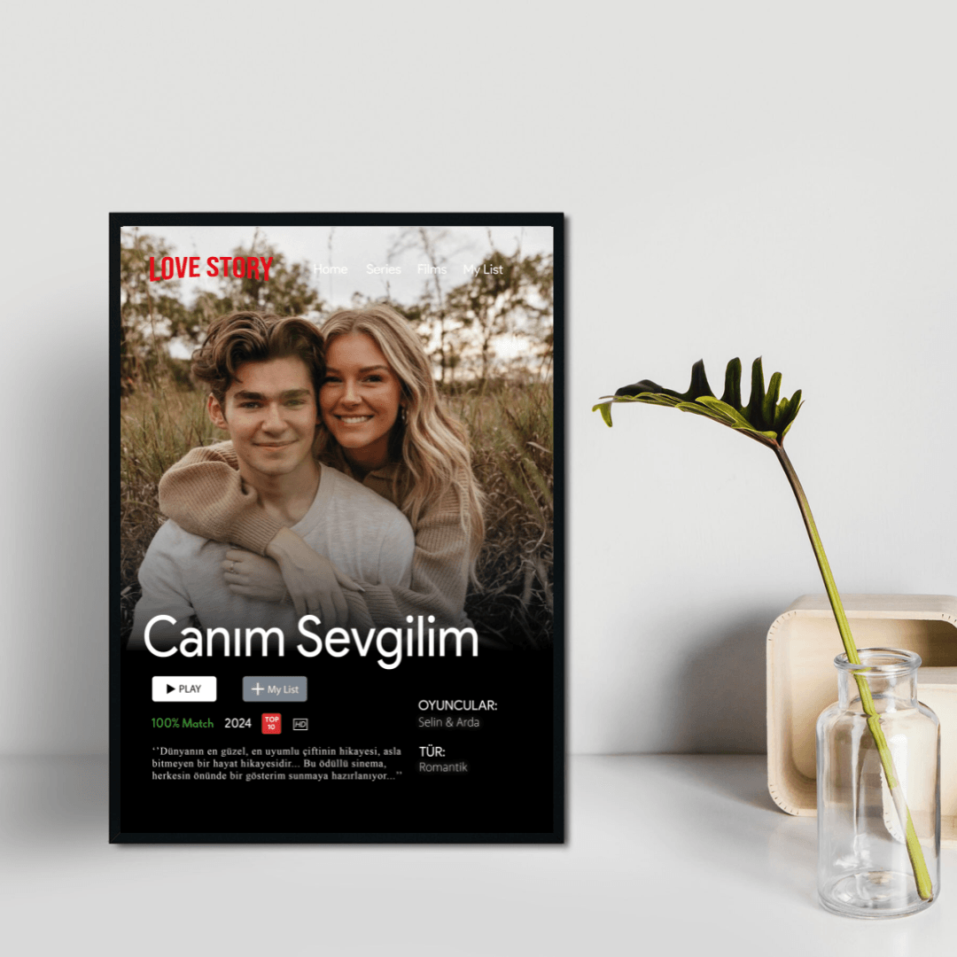 Netflix Tablosu | Kişiselleştirilmiş Netflix Posteri | Aile, Arkadaşlar ve Çiftler İçin Özel Hediye