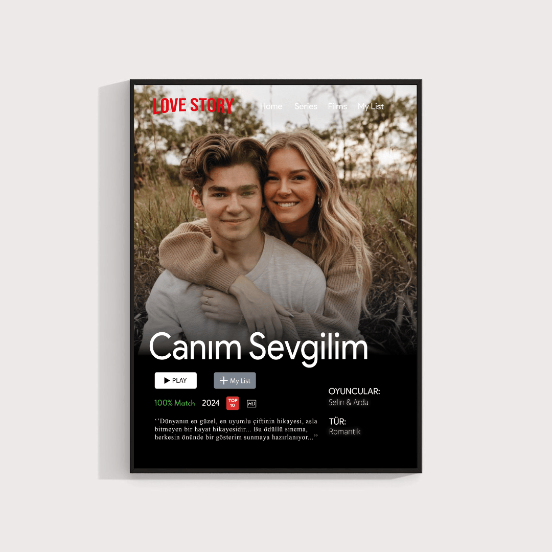 Netflix Tablosu | Kişiselleştirilmiş Netflix Posteri | Aile, Arkadaşlar ve Çiftler İçin Özel Hediye