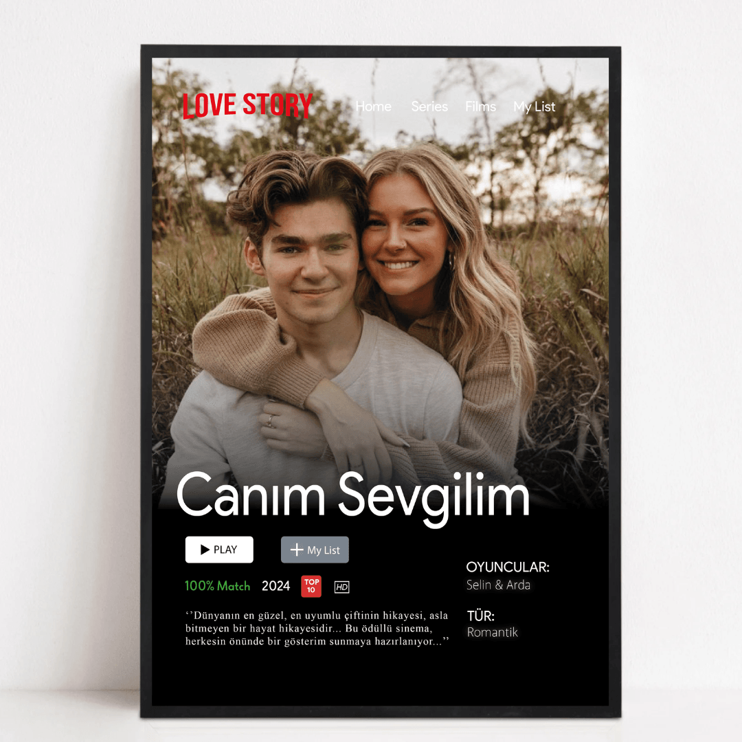 Netflix Tablosu | Kişiselleştirilmiş Netflix Posteri | Aile, Arkadaşlar ve Çiftler İçin Özel Hediye