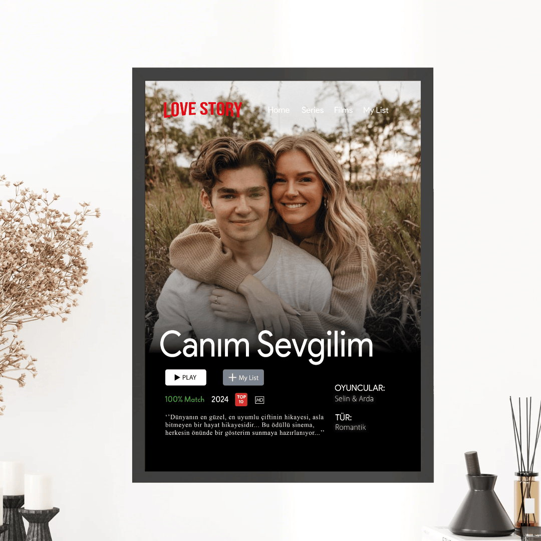 Netflix Tablosu | Kişiselleştirilmiş Netflix Posteri | Aile, Arkadaşlar ve Çiftler İçin Özel Hediye