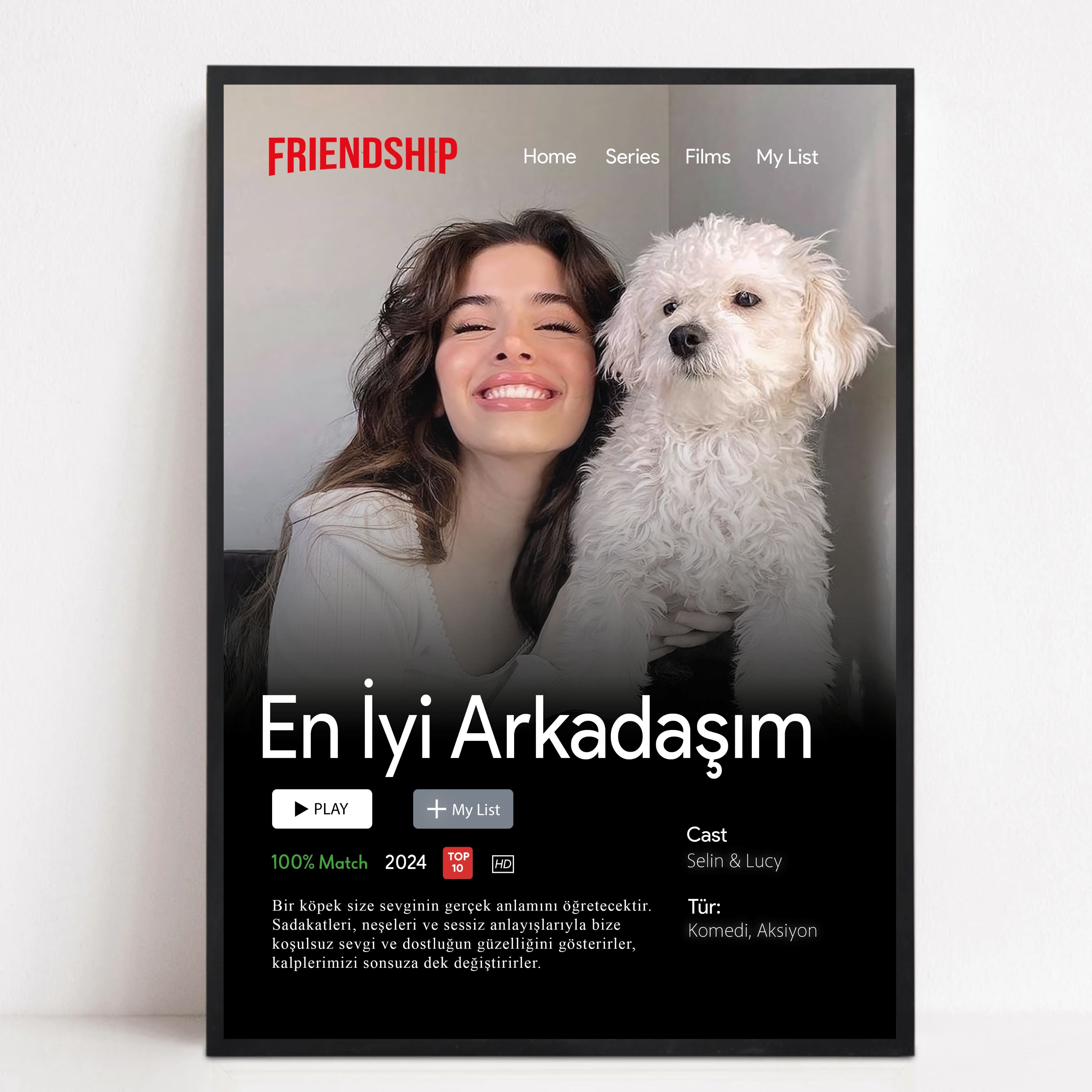 Netflix Tablosu | Kişiselleştirilmiş Netflix Posteri | Aile, Arkadaşlar ve Çiftler İçin Özel Hediye