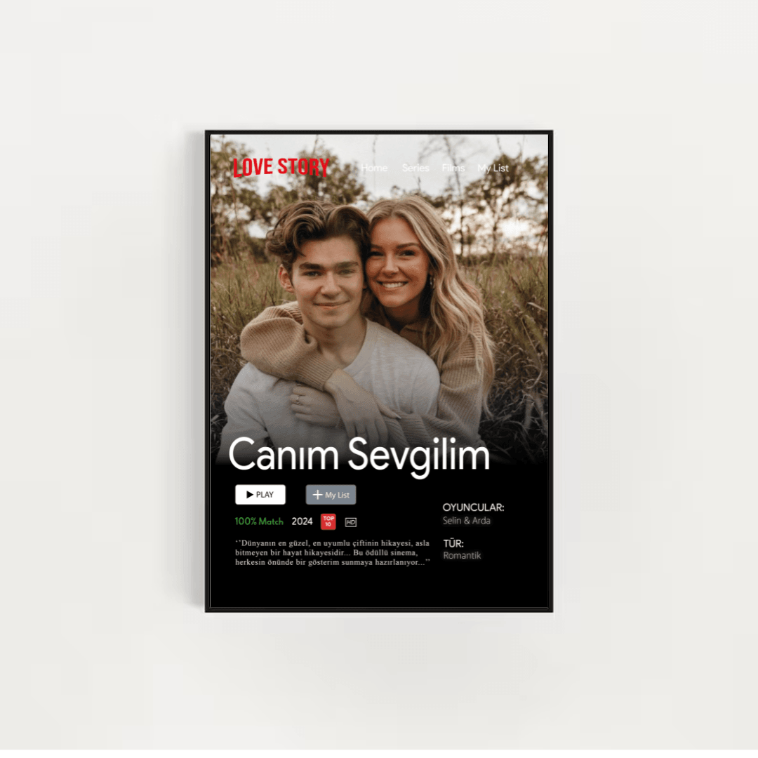 Netflix Tablosu | Kişiselleştirilmiş Netflix Posteri | Aile, Arkadaşlar ve Çiftler İçin Özel Hediye