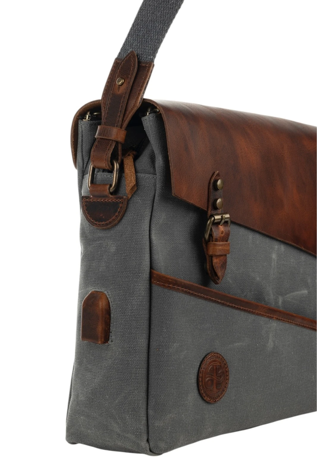 Babil Messenger Mumlu Kanvas Deri Postacı Çanta