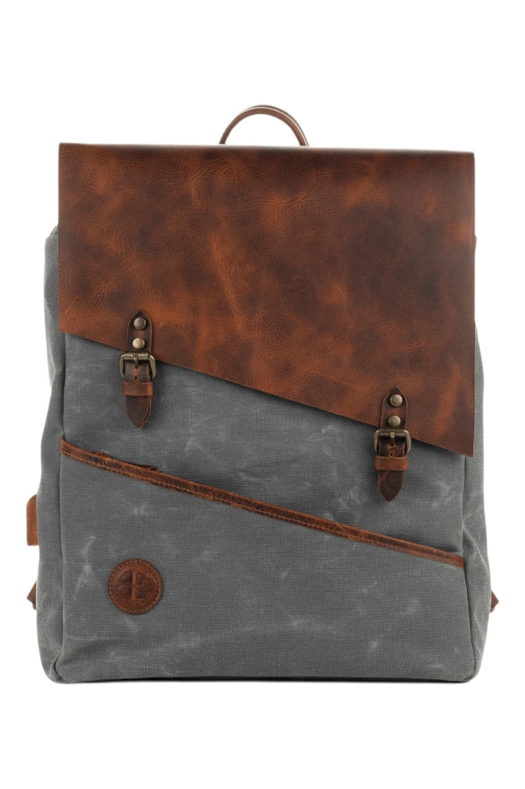 Babil Backpack Mumlu Kanvas Deri Sırt Çantası