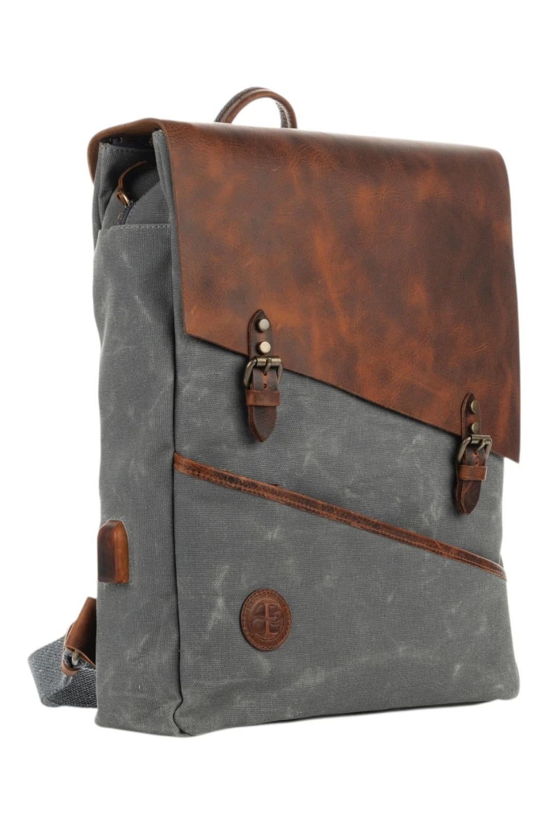 Babil Backpack Mumlu Kanvas Deri Sırt Çantası