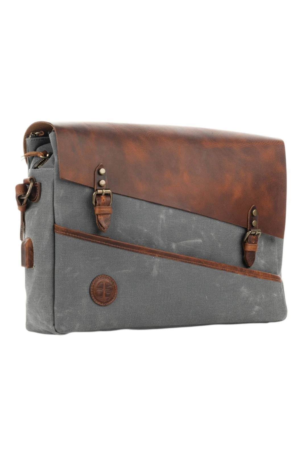 Babil Messenger Mumlu Kanvas Deri Postacı Çanta