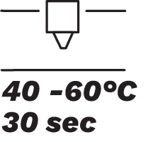 Heat to 40–60°C and wait
