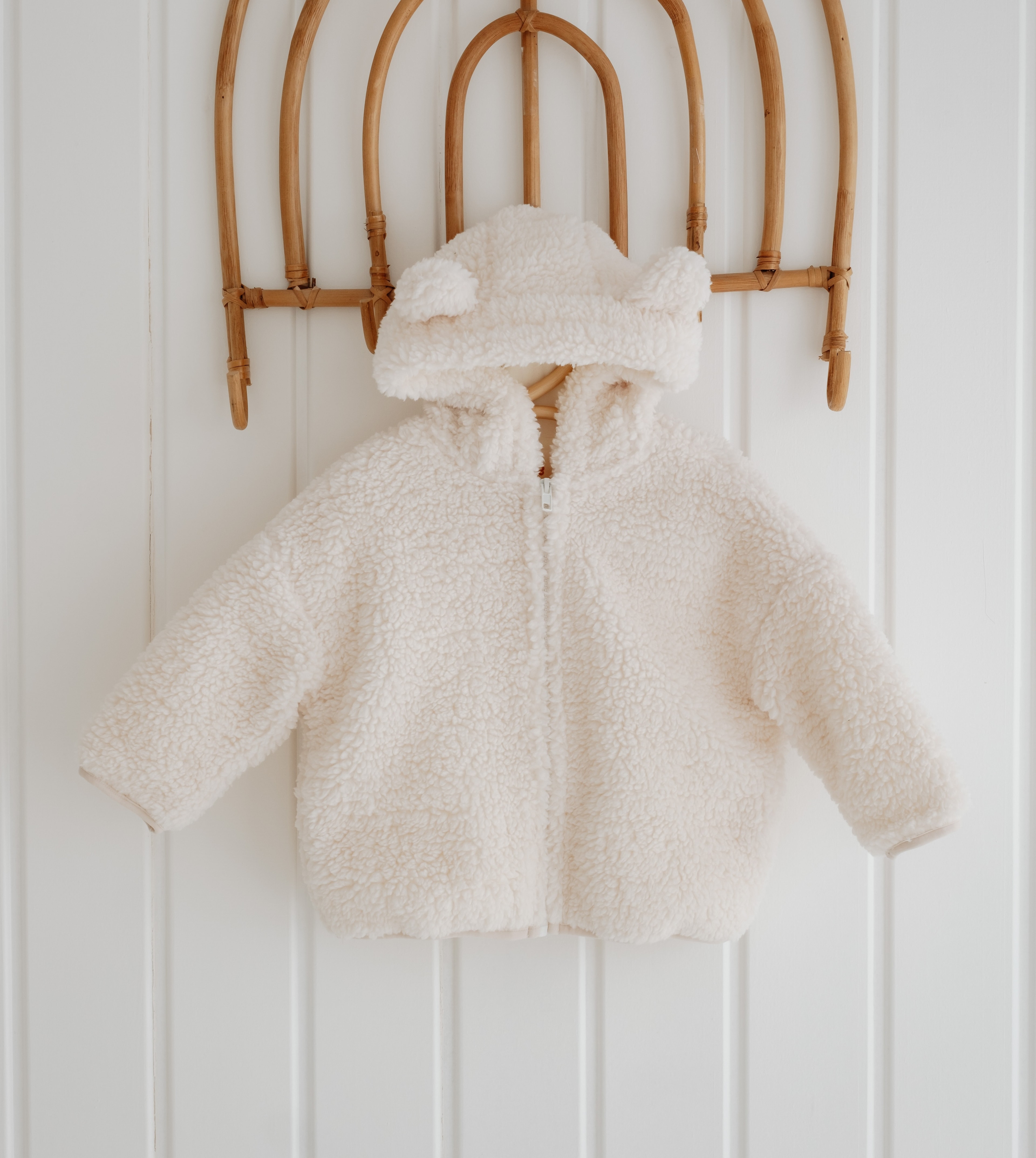 Kapüşonlu Teddy Mont - Krem