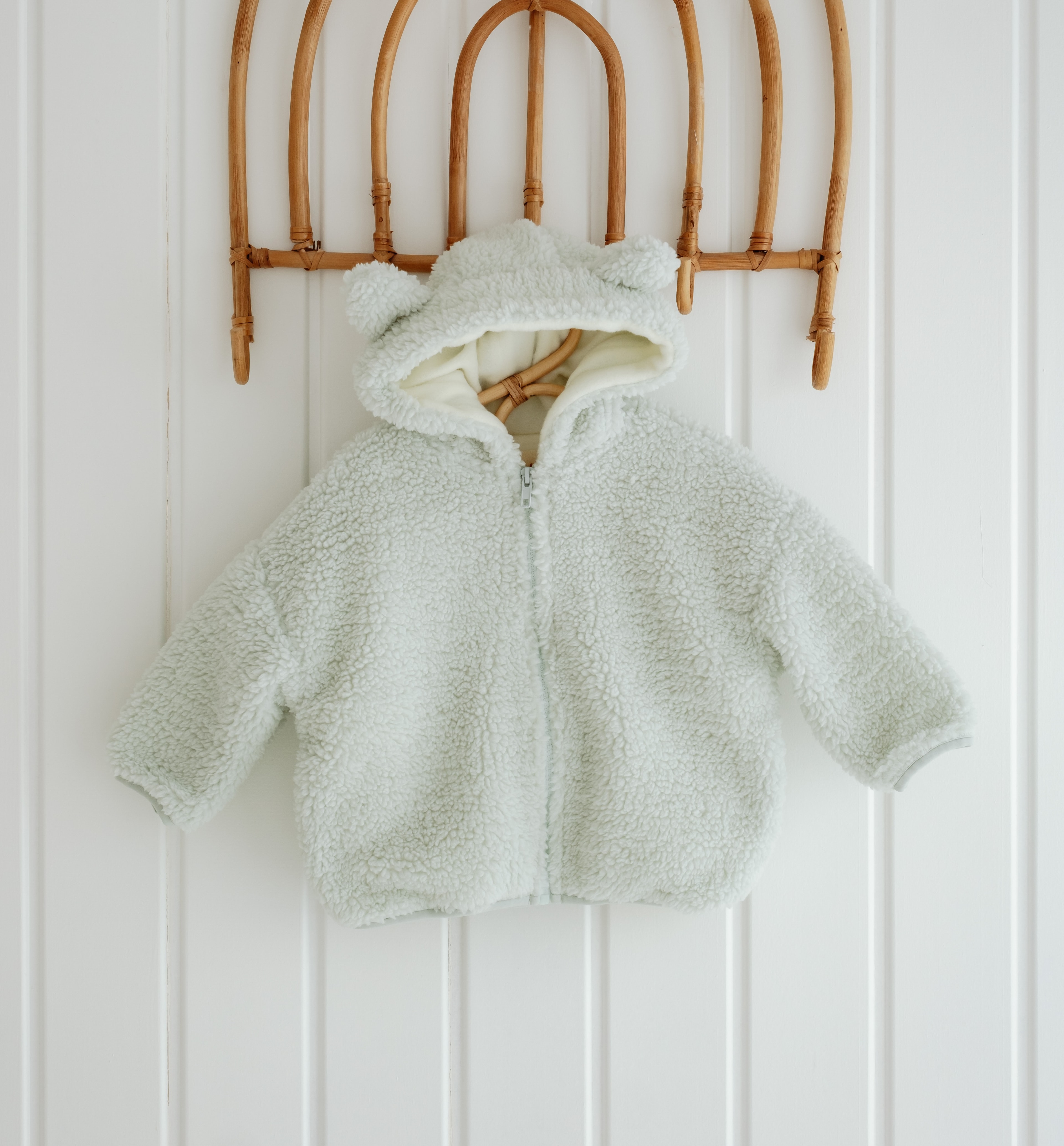 Kapüşonlu Teddy Mont - Mint