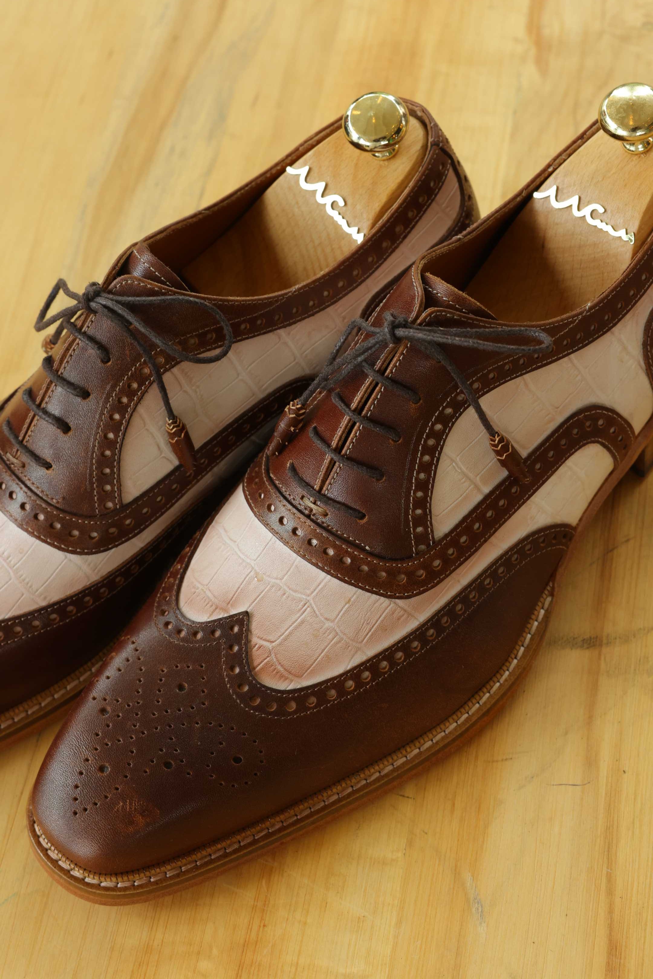 Krem-Kahverengi Klasik Deri Ayakkabı