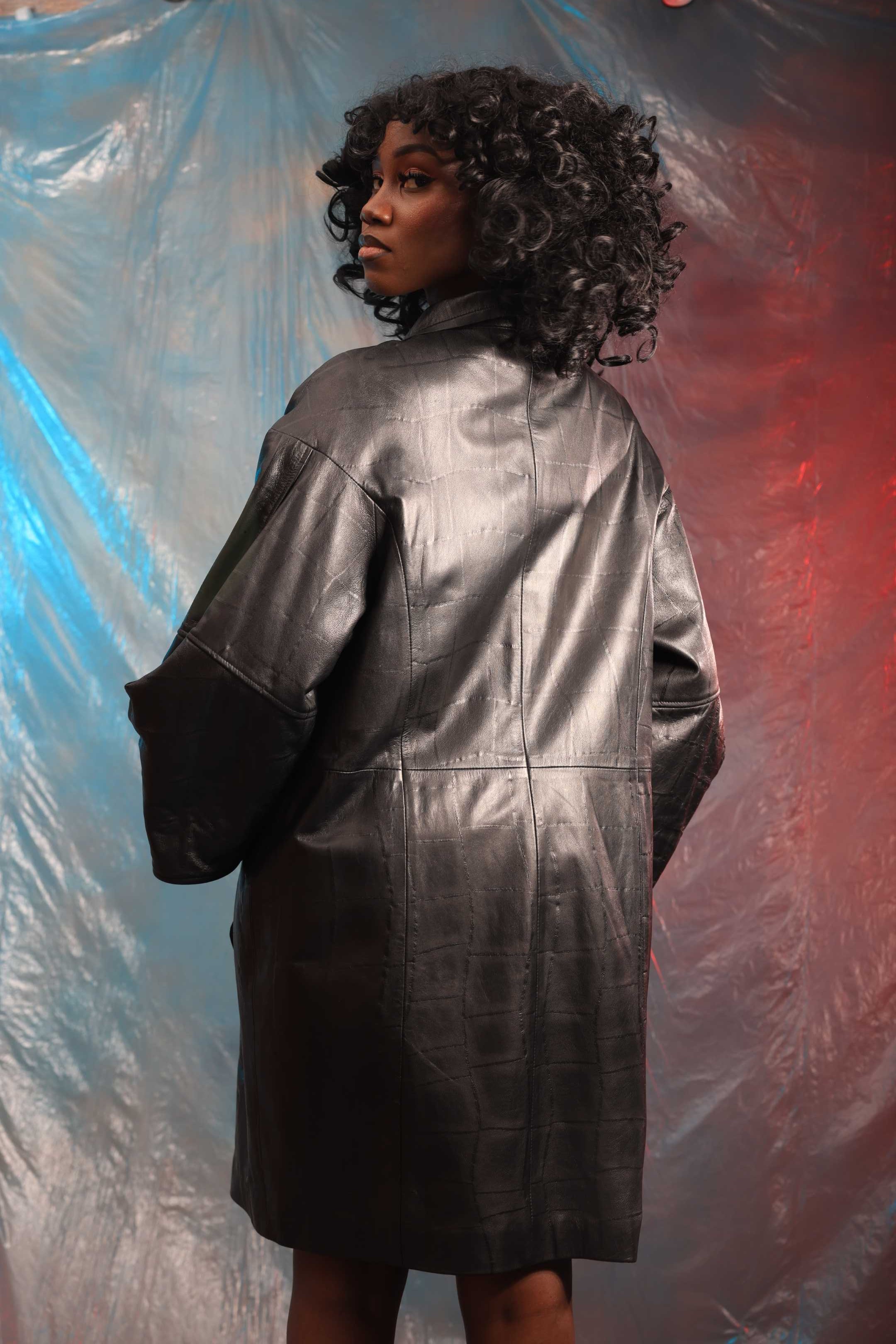 İç Detaylı Siyah Hakiki Deri Kadın Ceket