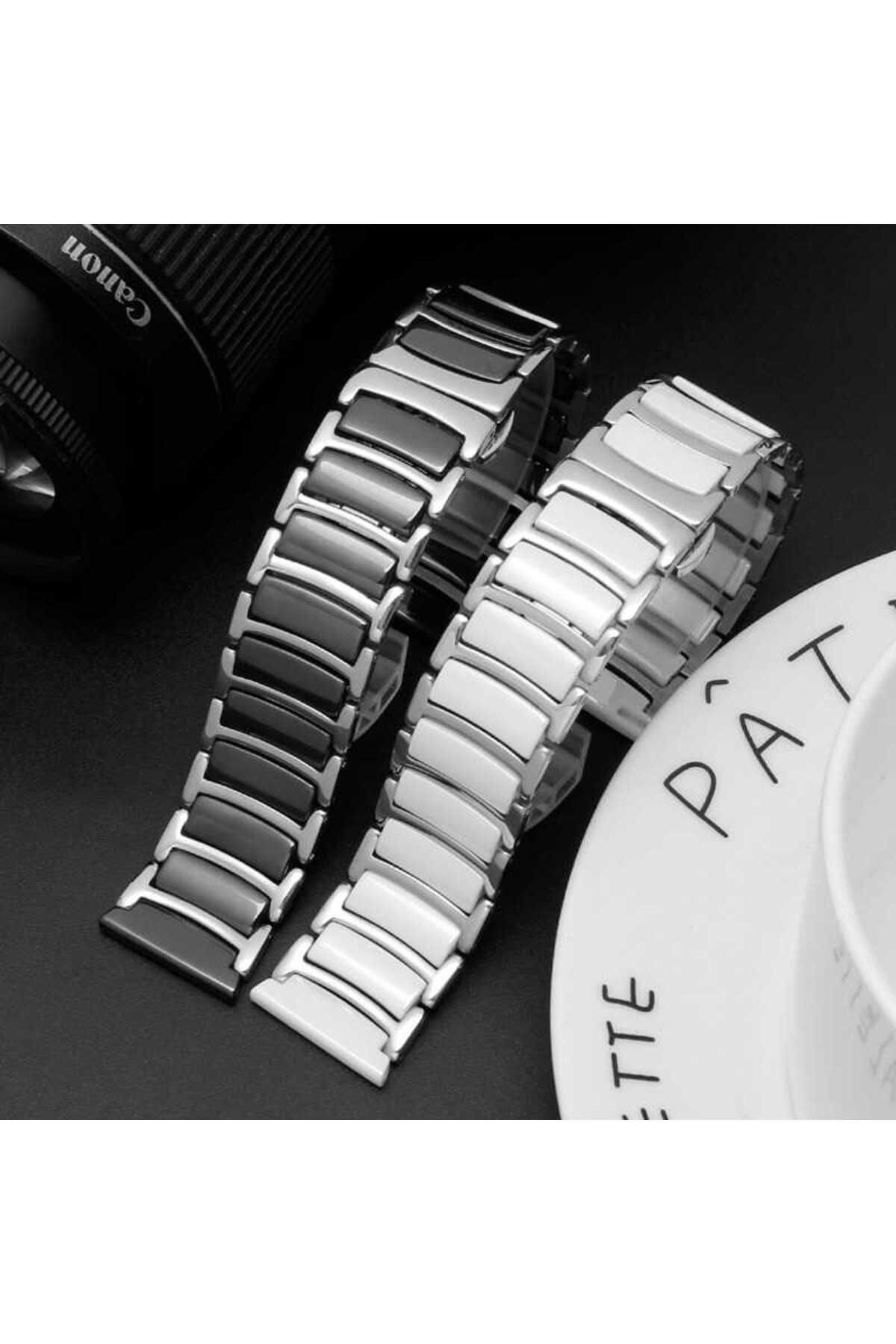 Huawei Watch GT 3 42mm Seramik Metal Zore Kordon-Beyaz-Gümüş
