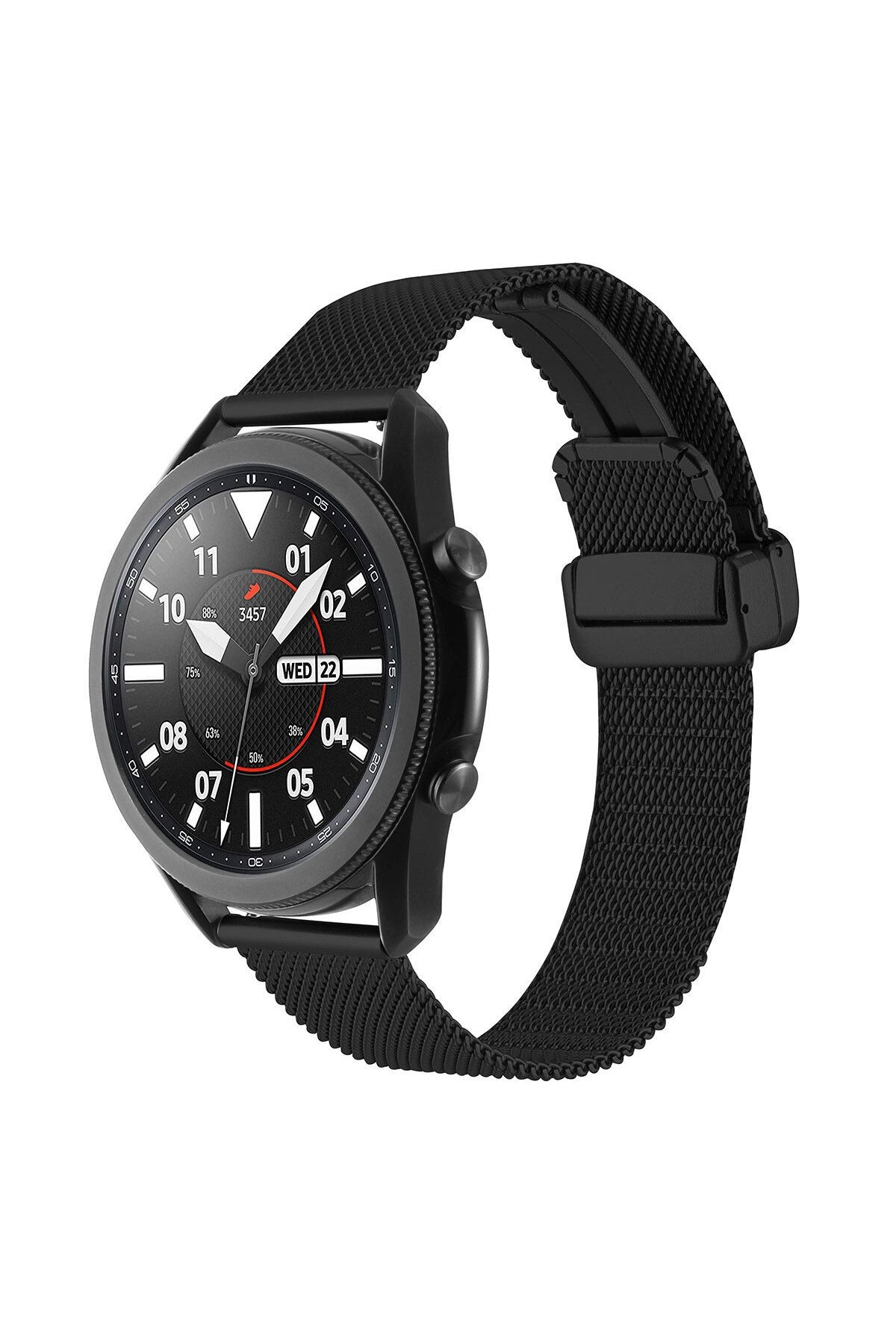 Xiaomi Amazfit Pace Uyumlu KRD-85 22mm Metal Zore Kordon-Siyah