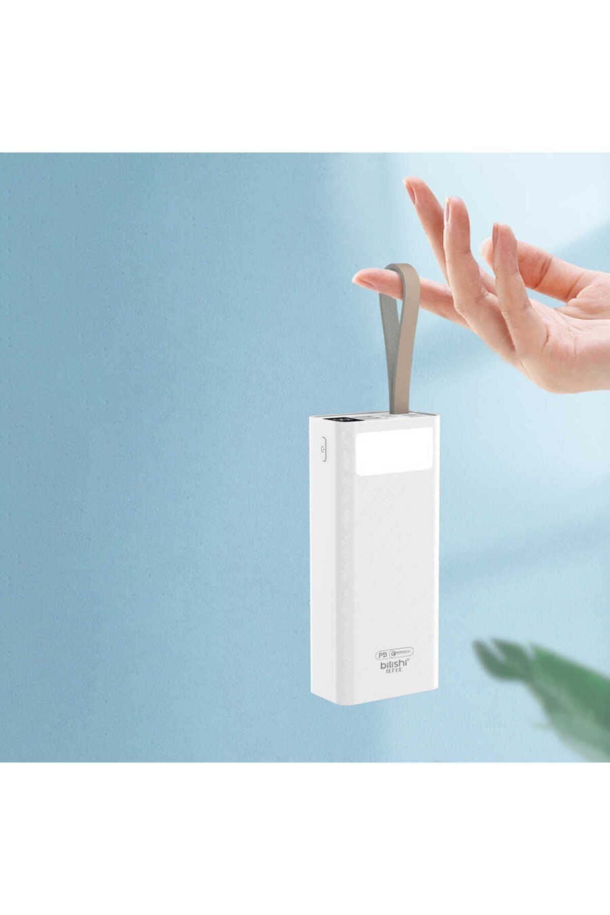 B-30 Askılı Led Göstergeli Taşınabilir Powerbank 30000 mAh-Beyaz