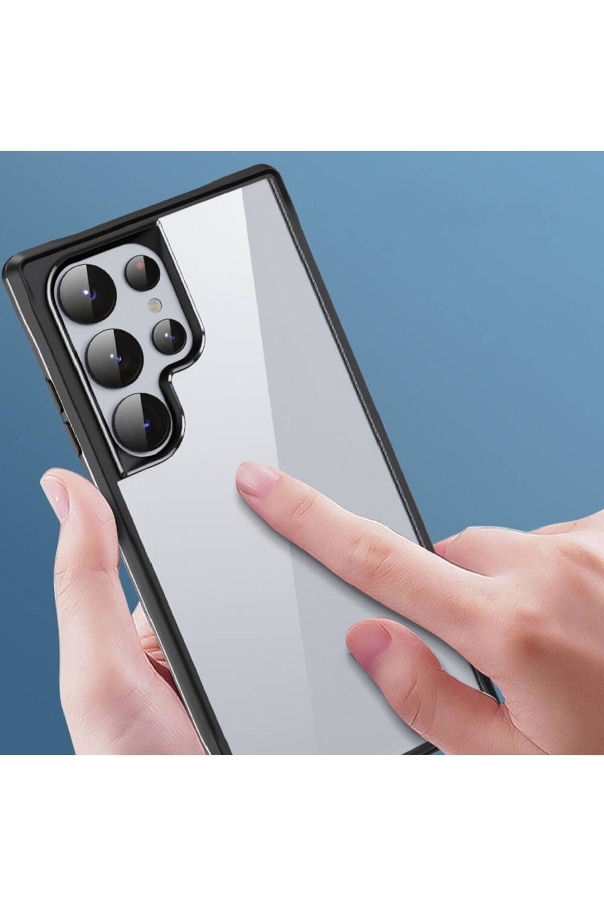 Galaxy S24 Ultra Kılıf Şeffaf Sert PC Arka Yüzey Tasarımlı Zore Edo Kapak