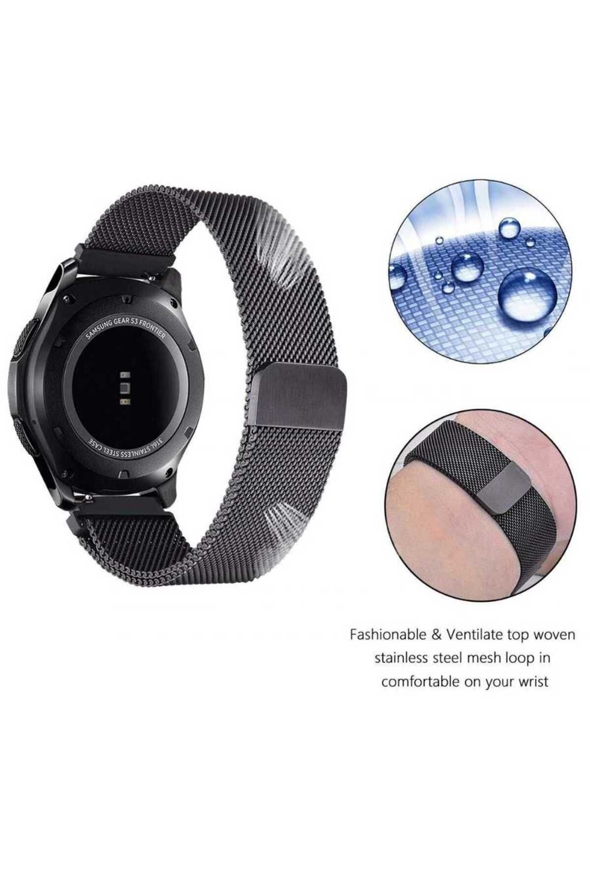 Galaxy Watch 42mm (20mm) Uyumlu KRD-12 Metal Zore Kordon-Gold
