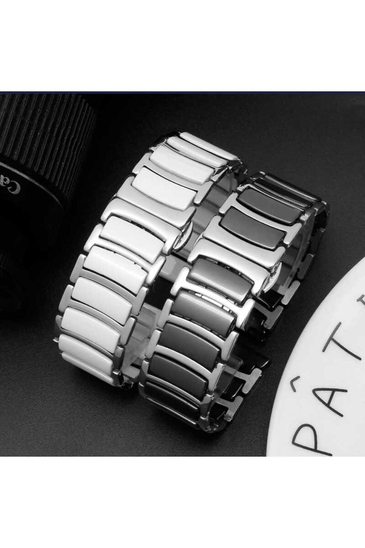 Huawei Watch GT 3 42mm Seramik Metal Zore Kordon-Beyaz-Gümüş