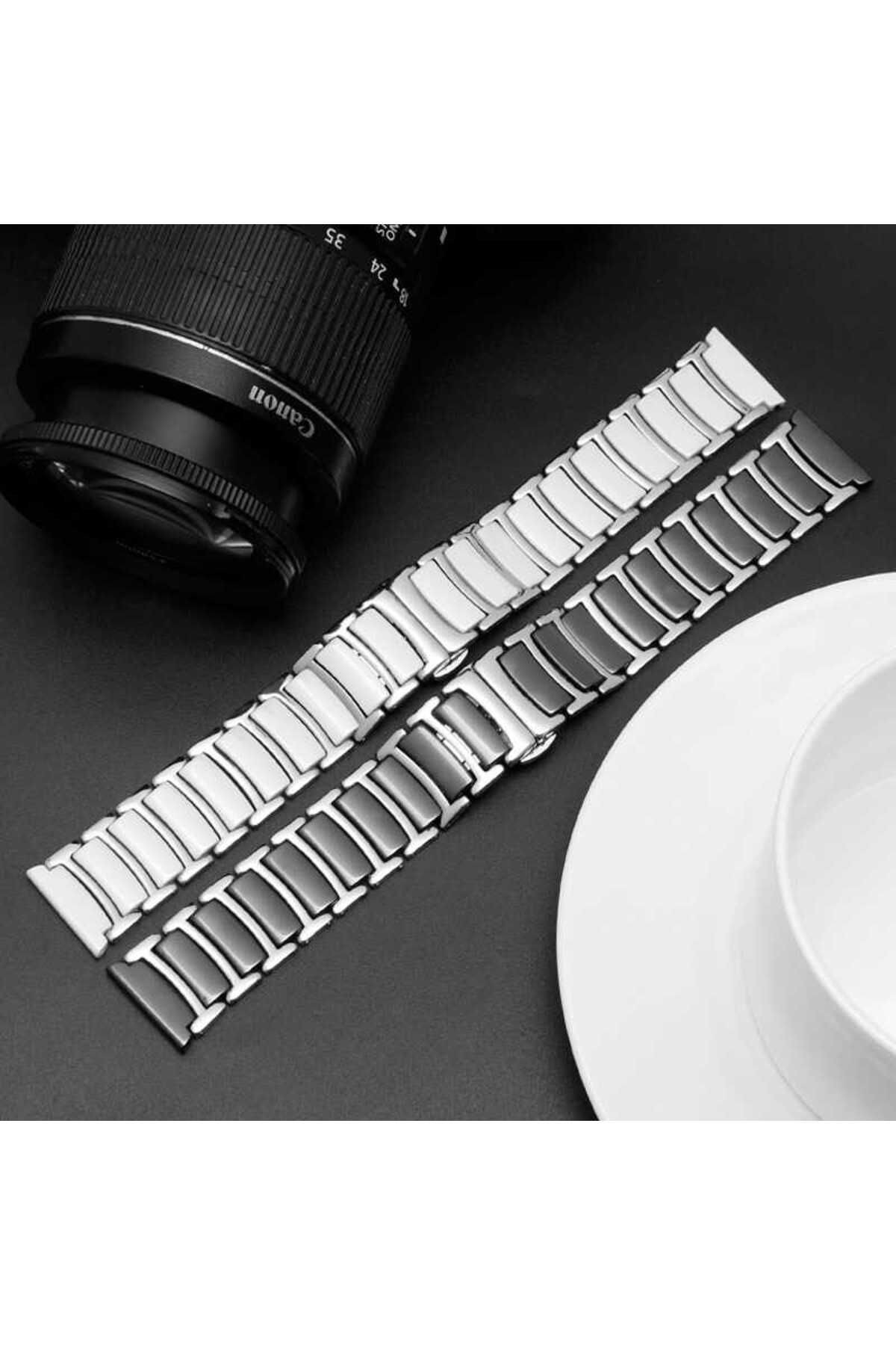 Huawei Watch GT 3 42mm Seramik Metal Zore Kordon-Beyaz-Gümüş