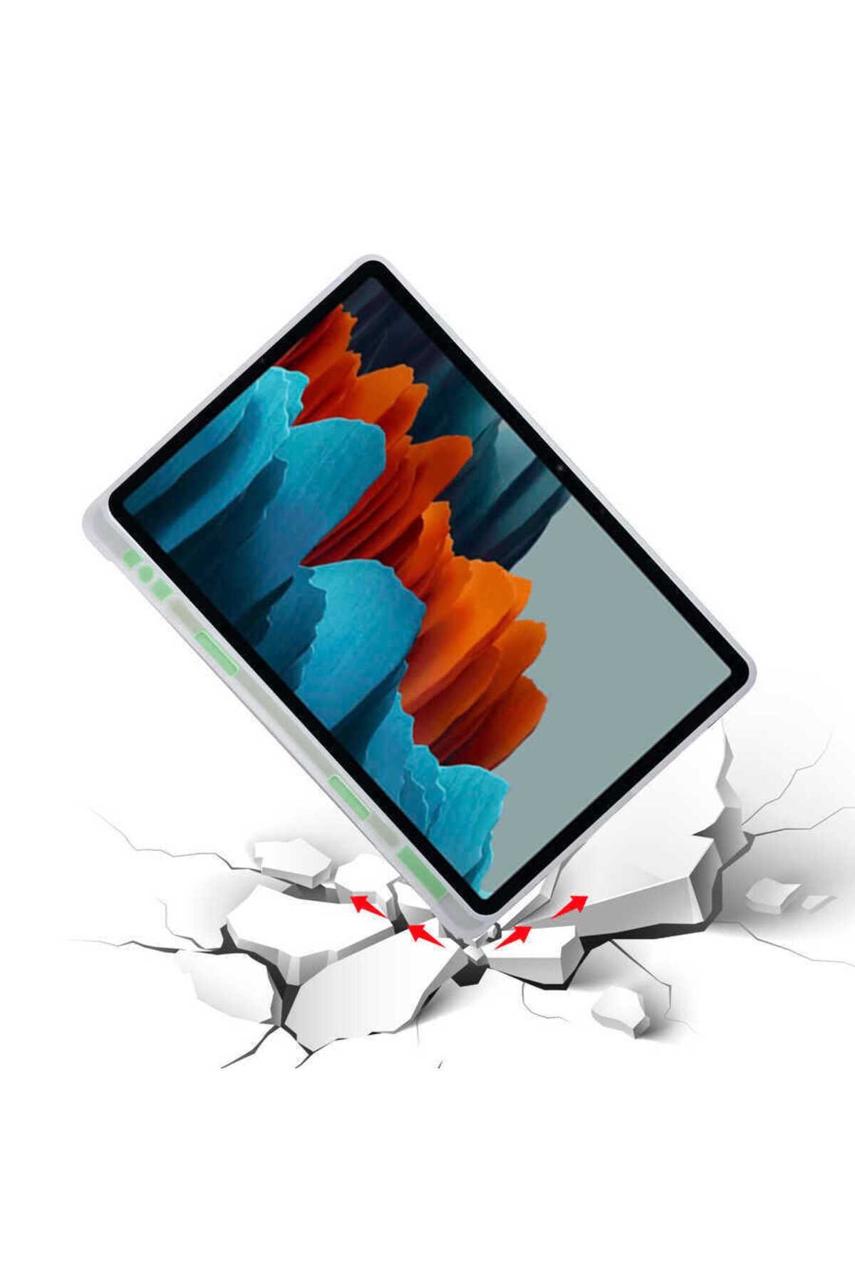 Galaxy Tab S7 T870 Kılıf  RES24 Tri Folding Kalem Bölmeli Standlı Kılıf-Koyu Yeşil