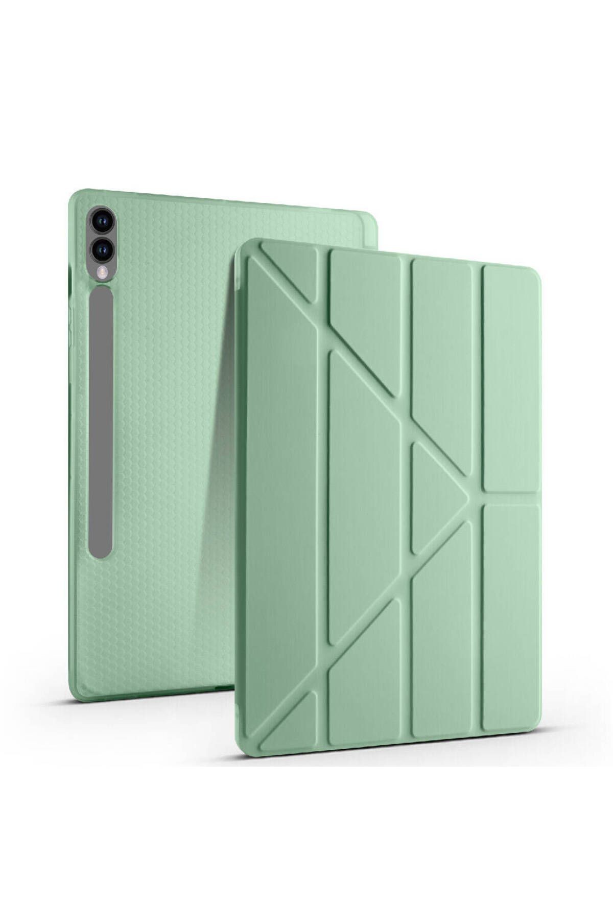Galaxy Tab S9 Plus Kılıf  Zore Tri Folding Kalem Bölmeli Standlı Kılıf-Siyah