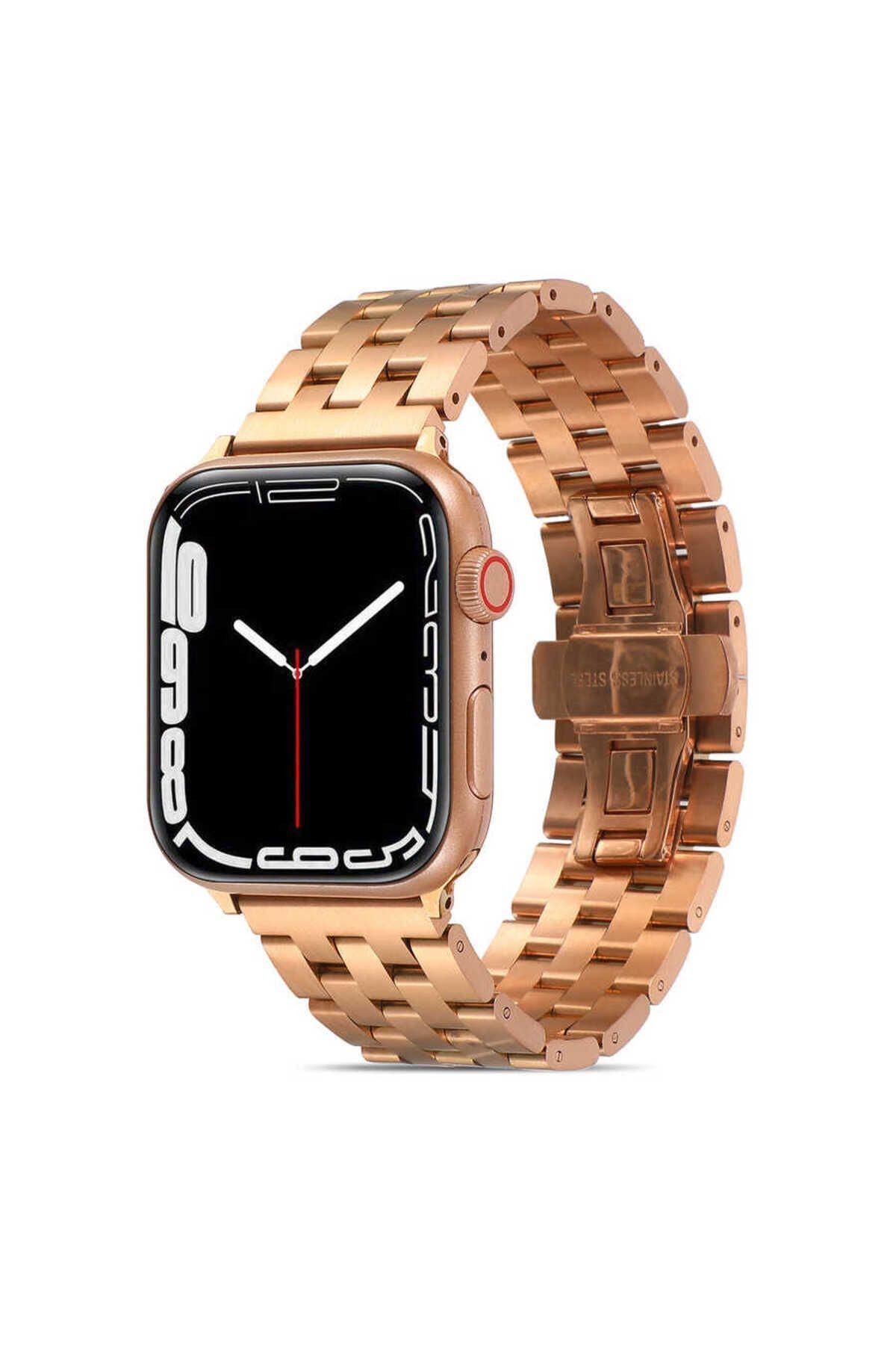 Watch 44mm Uyumlu KRD-20 Metal Zore Kordon-Rose Gold