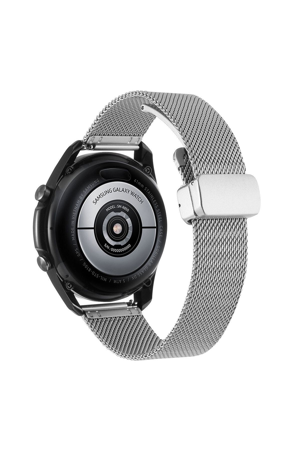 Xiaomi Amazfit Pace Uyumlu KRD-85 22mm Metal Zore Kordon-Siyah