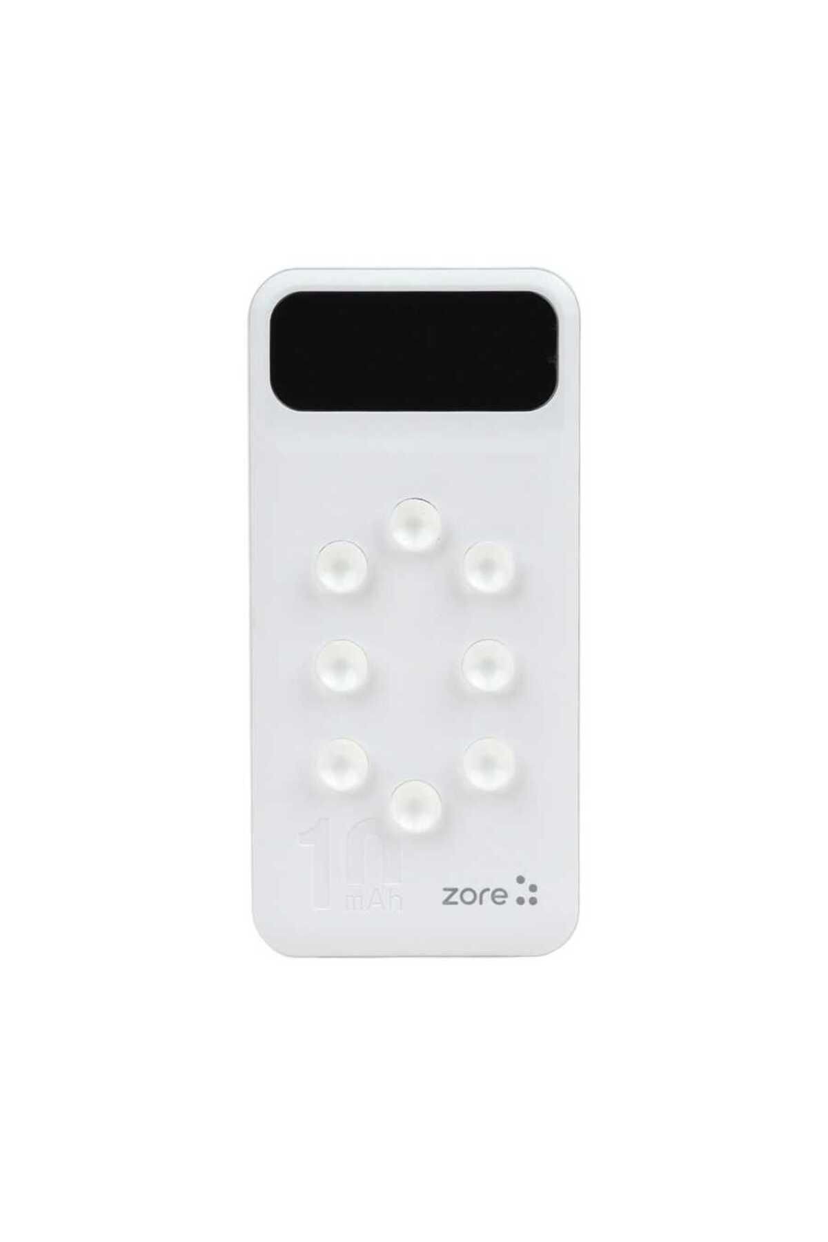 Zore ZR-PW02 Type-C - Micro - Lightning Led Göstergeli Taşınabilir Powerbank 10000 mAh-Beyaz