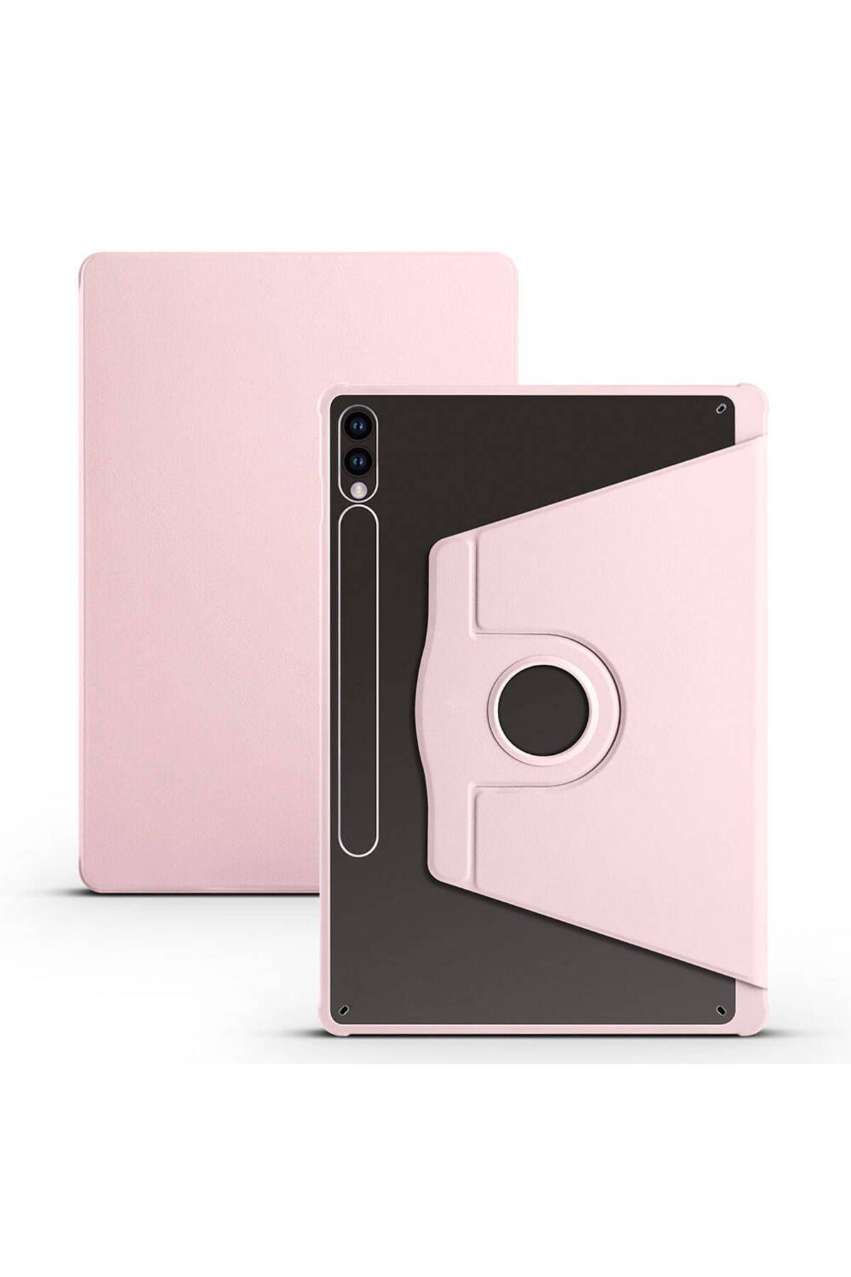 Galaxy Tab S9 Plus Kılıf  Zore Termik Kalem Bölmeli Dönebilen Standlı Kılıf-Pembe