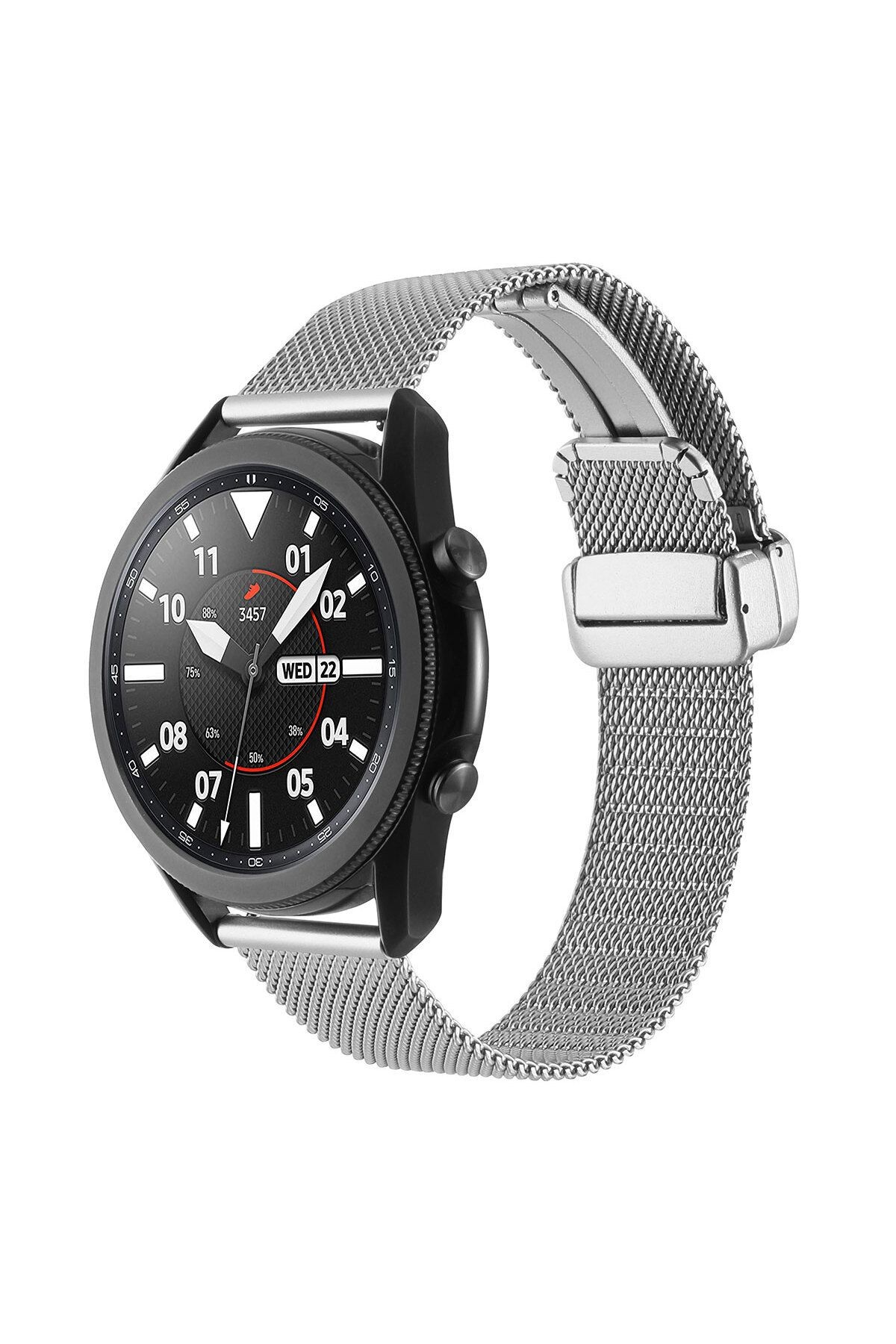 Xiaomi Amazfit Pace Uyumlu KRD-85 22mm Metal Zore Kordon-Siyah