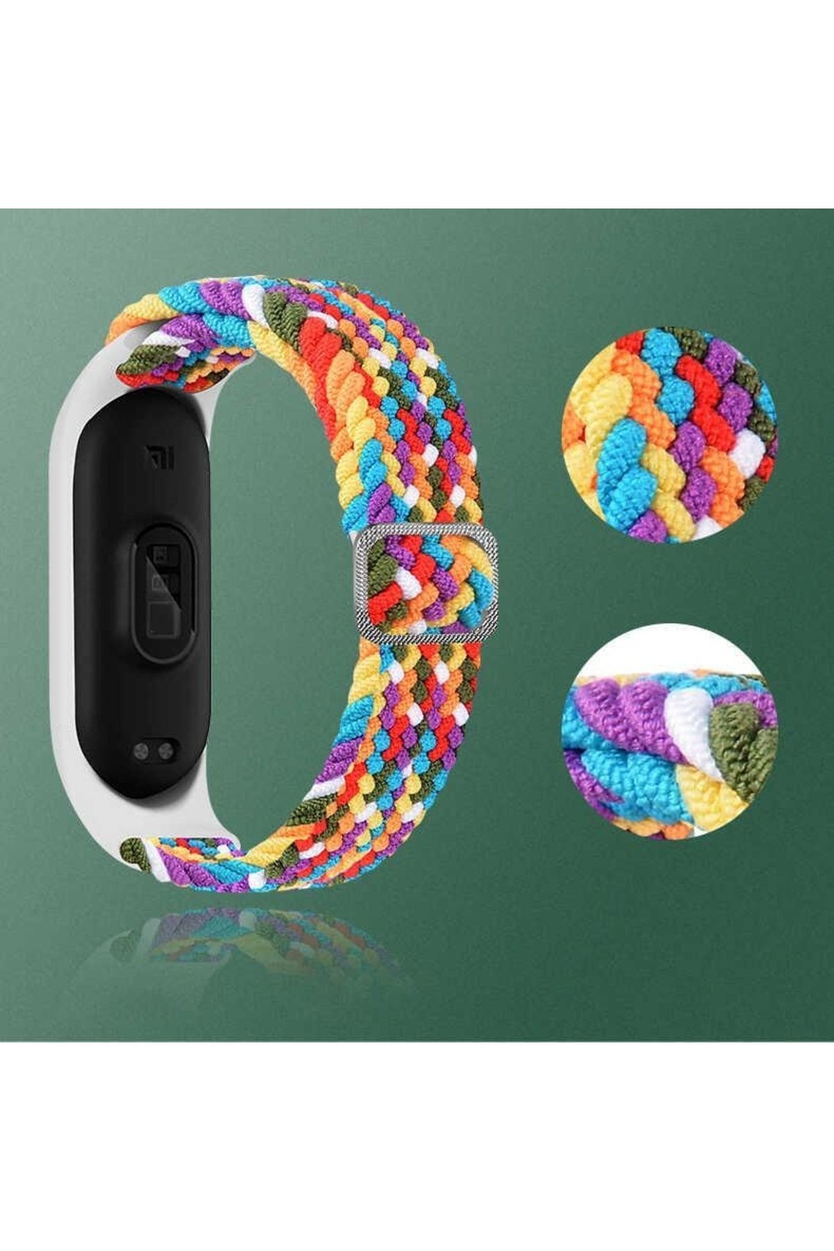 Xiaomi Mi Band 4 Uyumlu KRD-49 Örgü Zore Kordon-Siyah-Beyaz