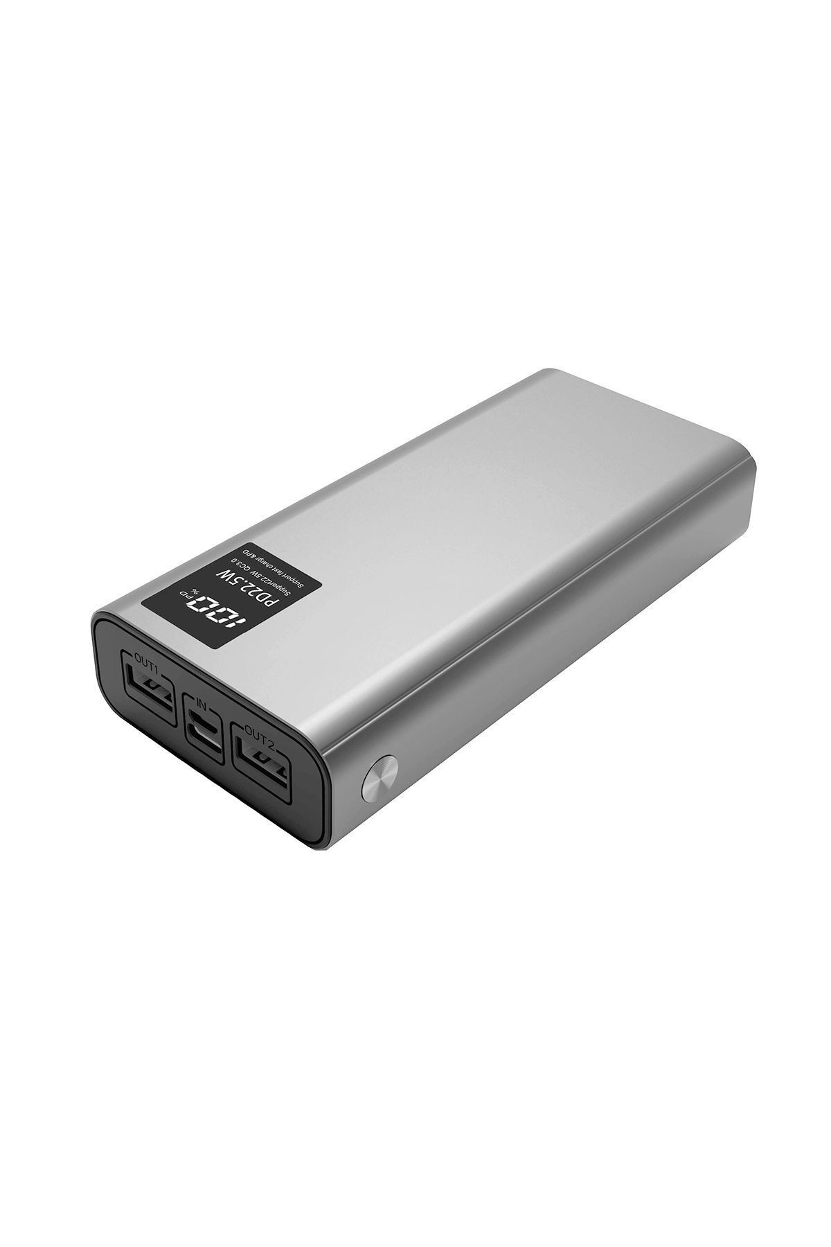 Gri B-20 QC 3.0 Hızlı Şarj Özellikli 22.5W Led Göstergeli Taşınabilir Powerbank 20000 mAh Zore