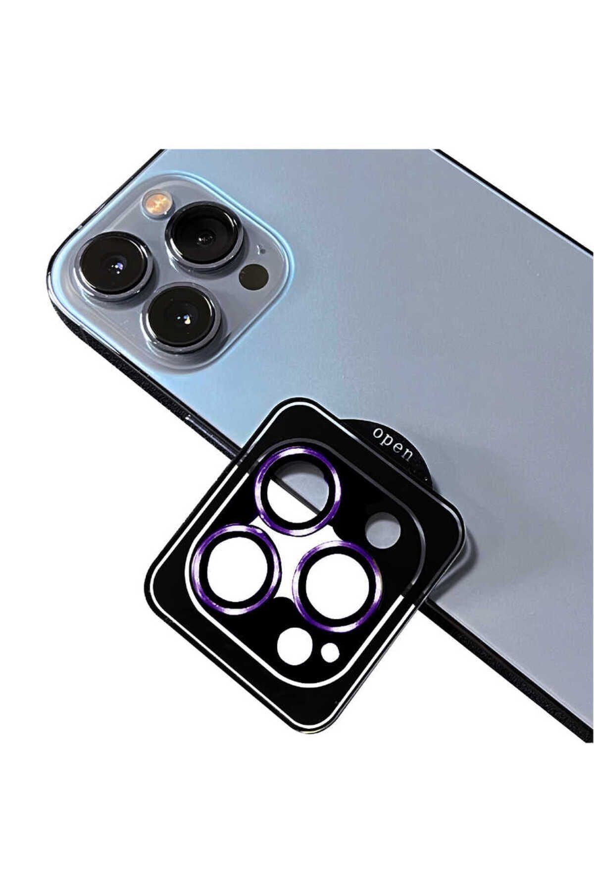 iPhone 14 Pro Max Uyumlu CL-09 Kamera Koruyucu-Koyu Mor