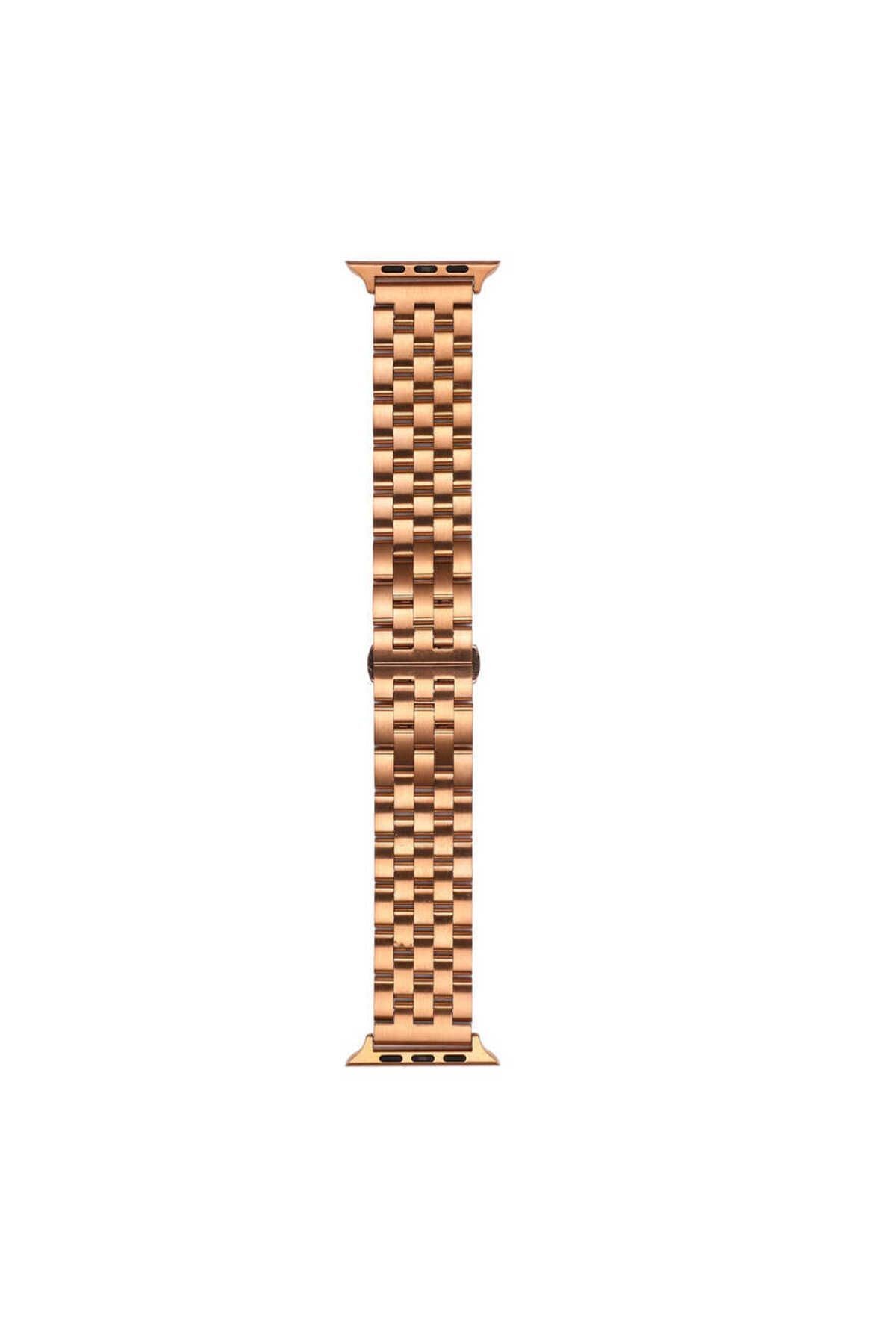 Watch 44mm Uyumlu KRD-20 Metal Zore Kordon-Rose Gold