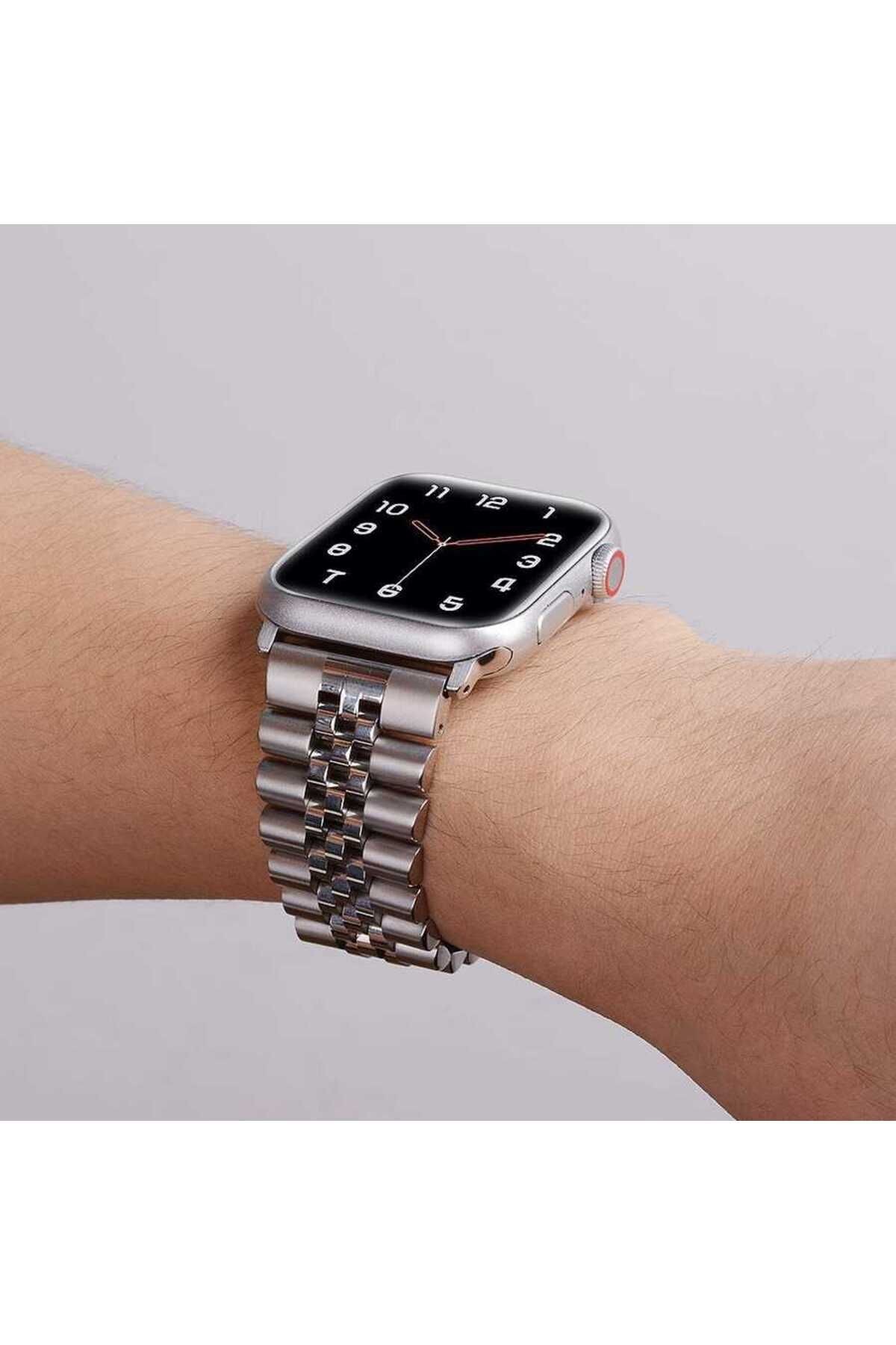Watch 38mm Uyumlu KRD-36 Metal Zore Kordon-Gümüş-Siyah