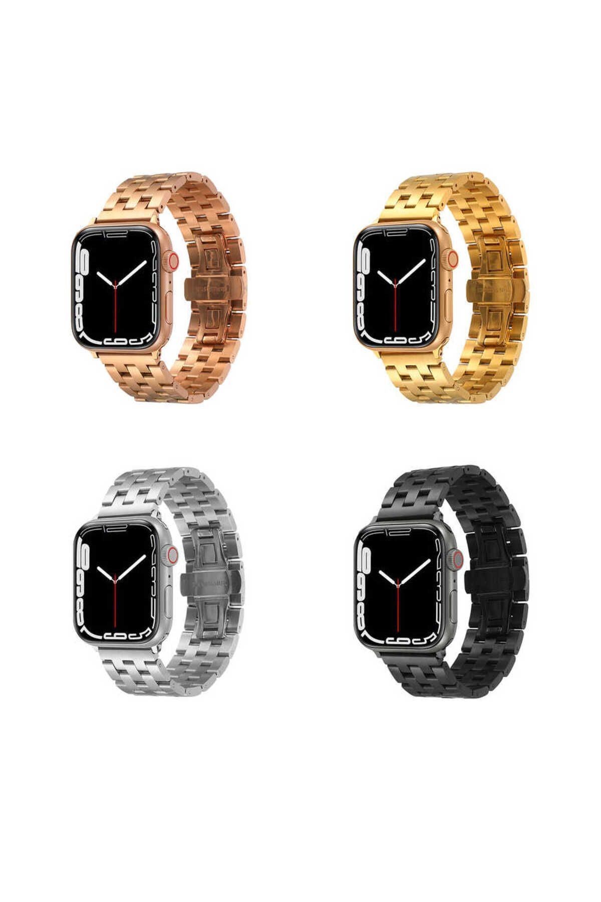 Watch 44mm Uyumlu KRD-20 Metal Zore Kordon-Rose Gold