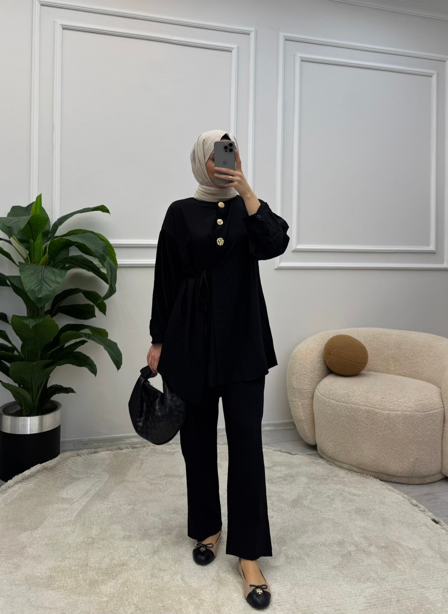 Mery Düğme Detaylı Takım