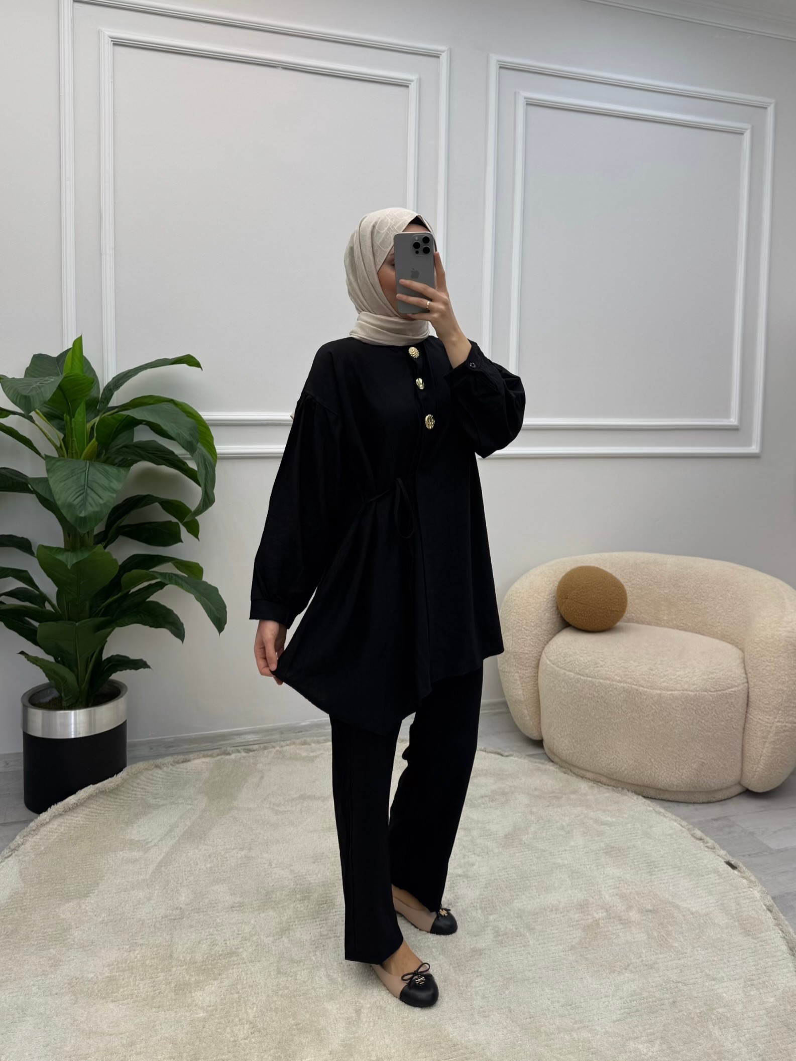 Mery Düğme Detaylı Takım